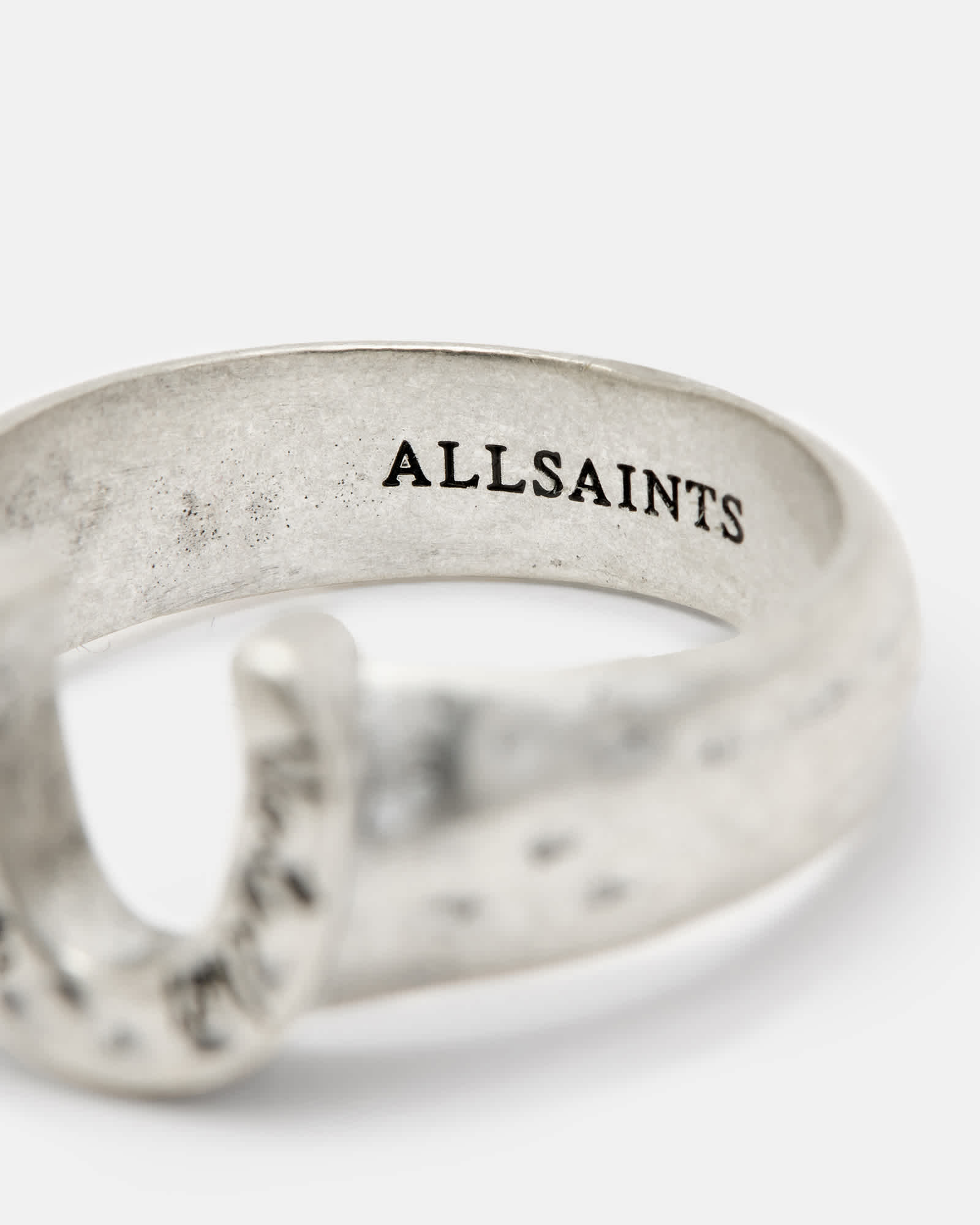 All Saints Horseshoe Sterling Silver Signet Ring Warm Silver