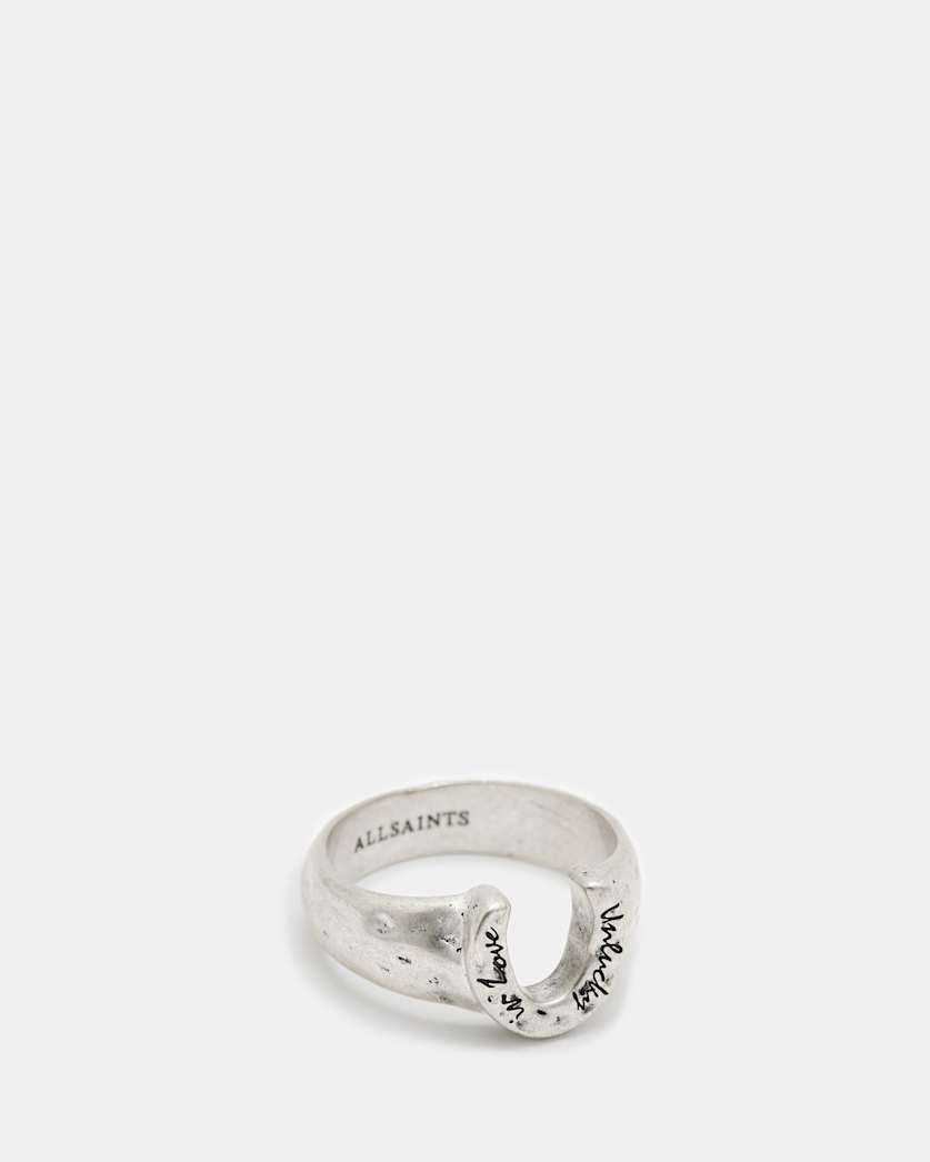 all saints Horseshoe Sterling Silver Signet Ring Warm Silver
