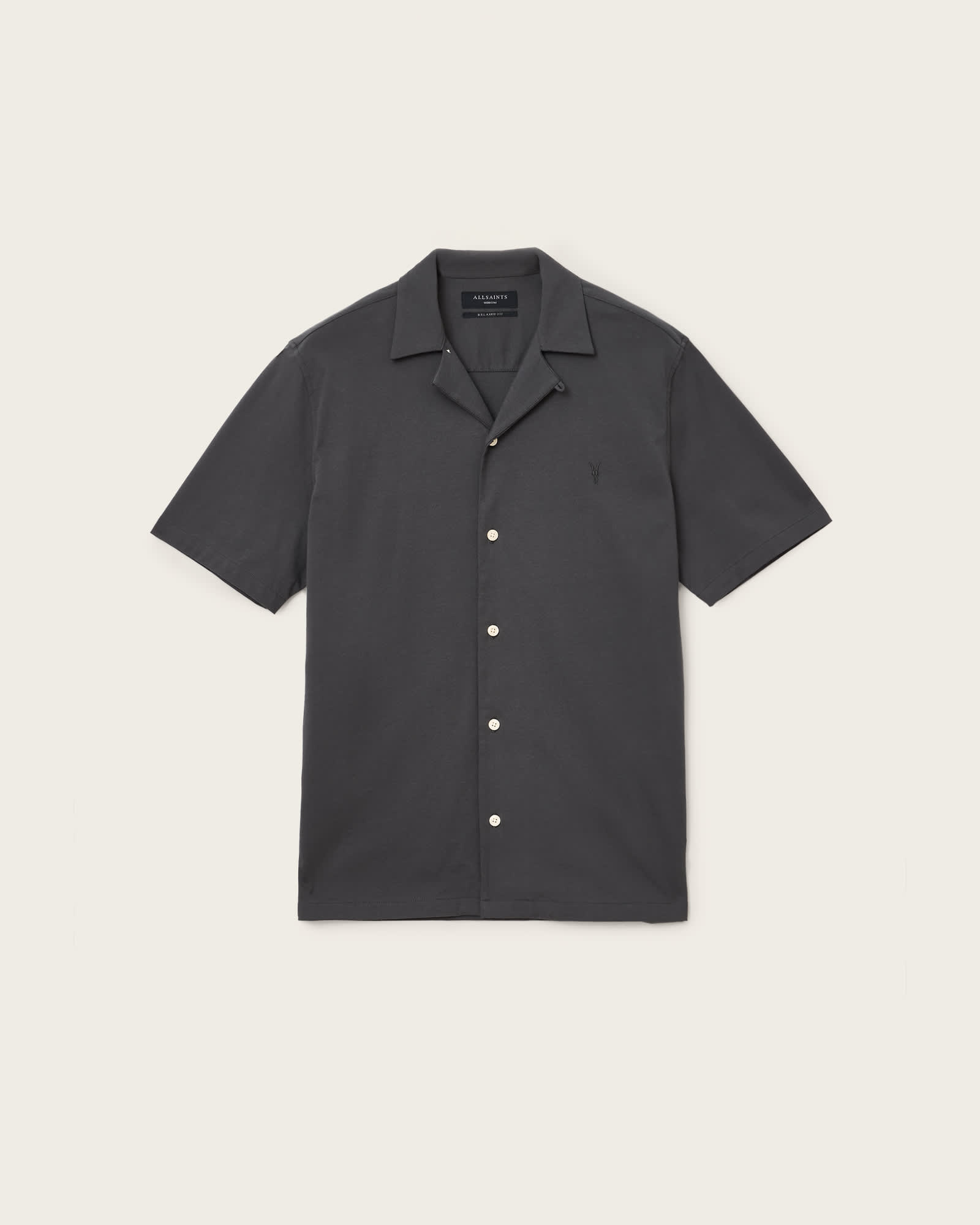 All Saints Hudson Relaxed Fit Ramskull Shirt Carter Grey