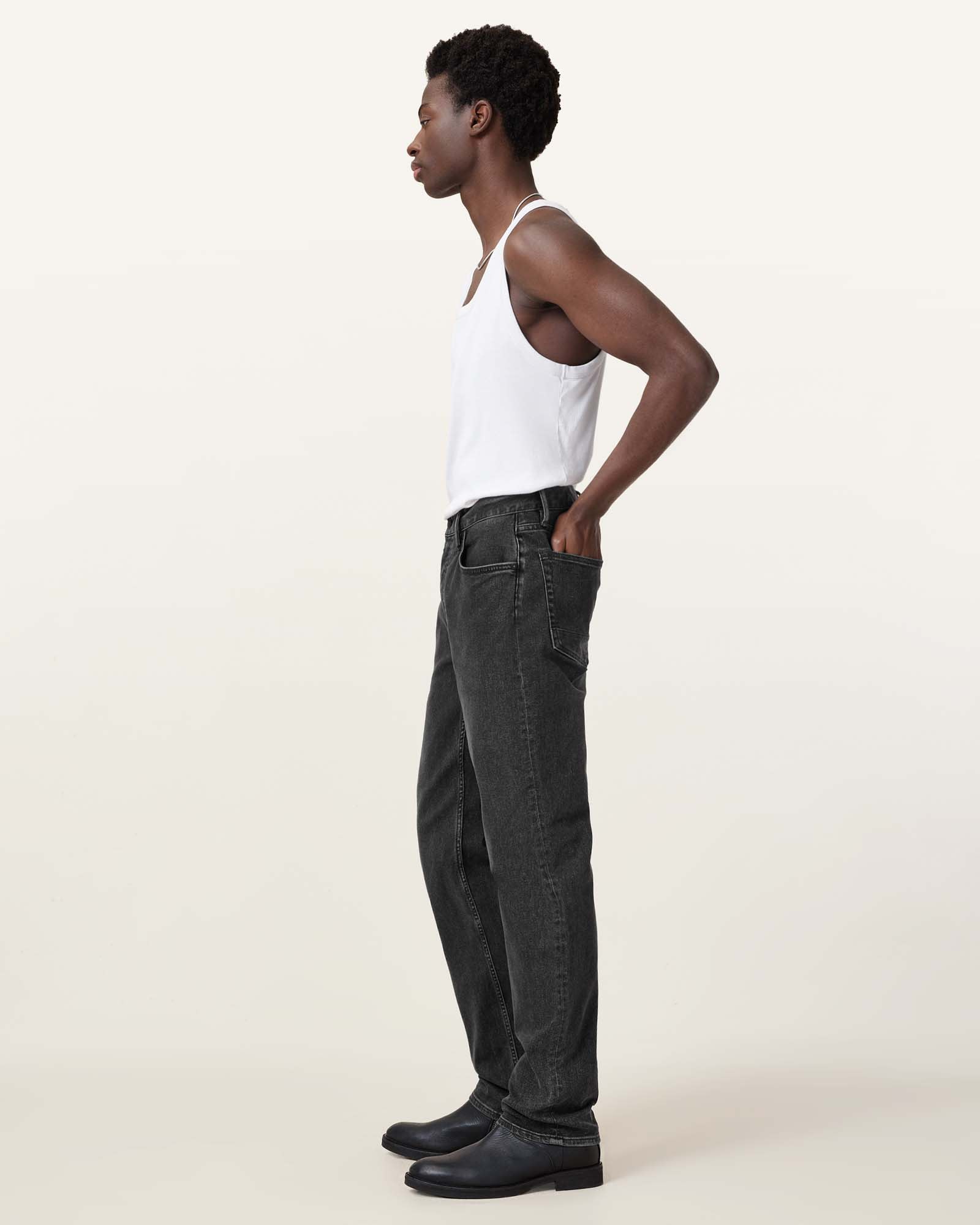 All Saints Iggy Slim Fit Denim Jeans LIGHT WASHED BLACK