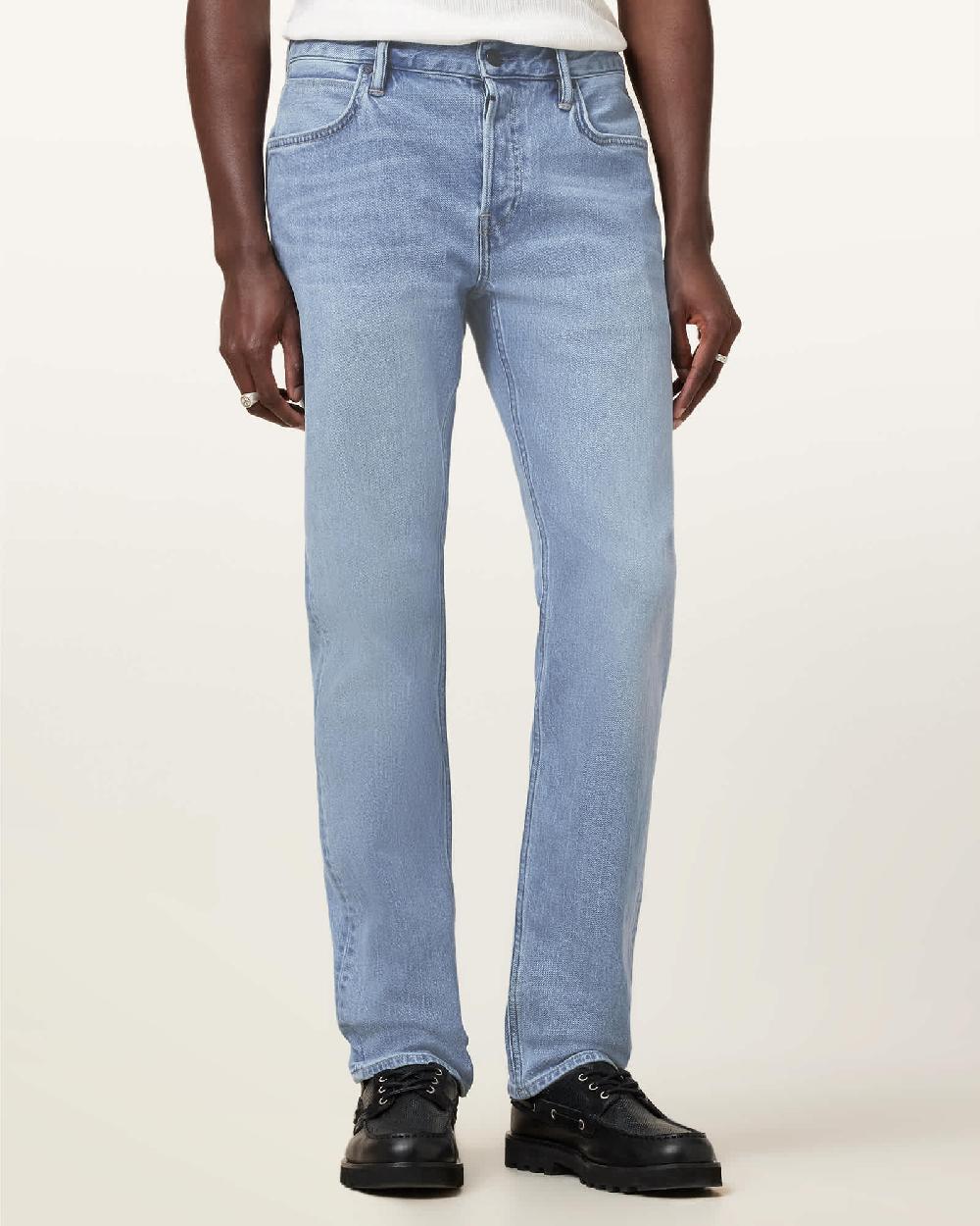 All Saints Iggy Slim Fit Denim Jeans Pale Indigo Blue
