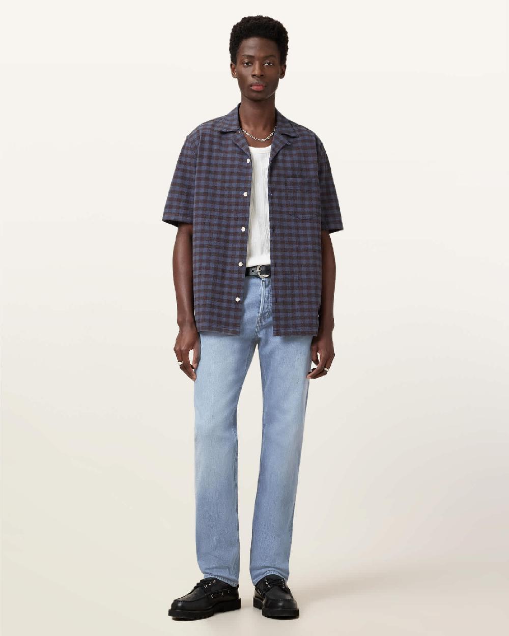 All Saints Iggy Slim Fit Denim Jeans Pale Indigo Blue