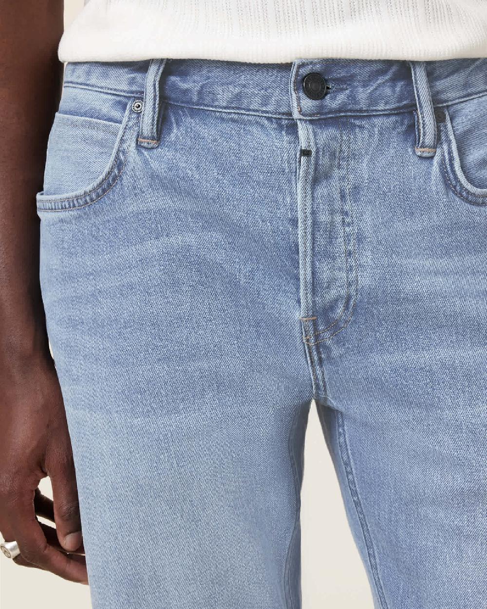 All Saints Iggy Slim Fit Denim Jeans Pale Indigo Blue