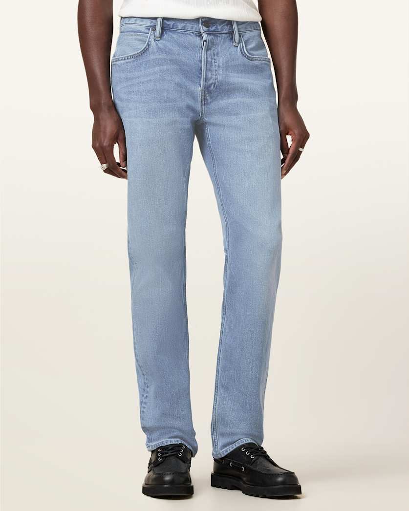 all saints Iggy Slim Fit Denim Jeans Pale Indigo Blue