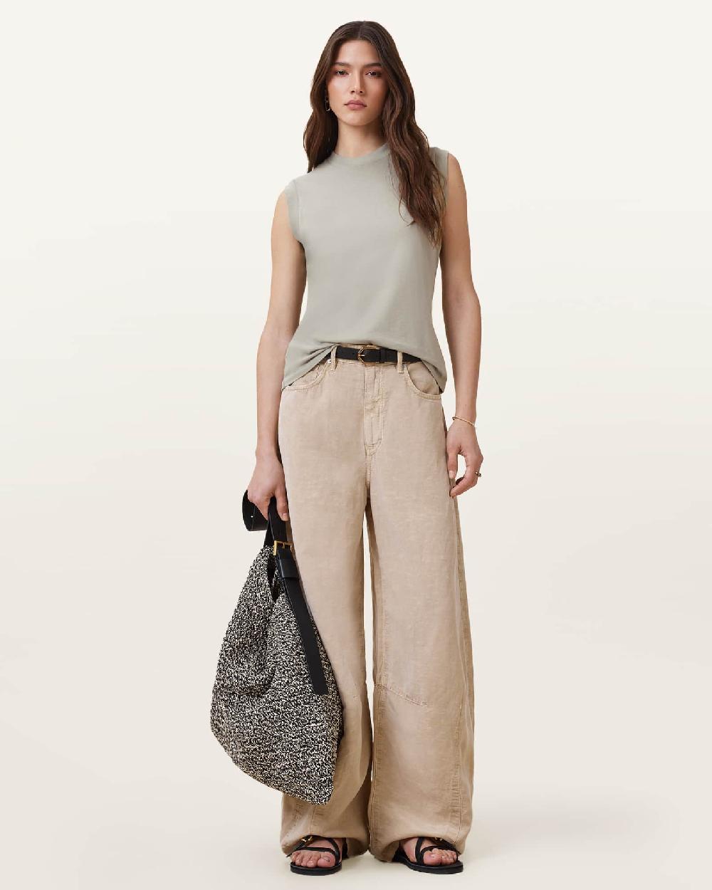 All Saints Imogen Sleeveless Tank Top Abbey Stone Green