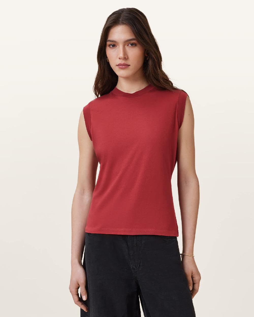 All Saints Imogen Sleeveless Tank Top Burnt Brick Red