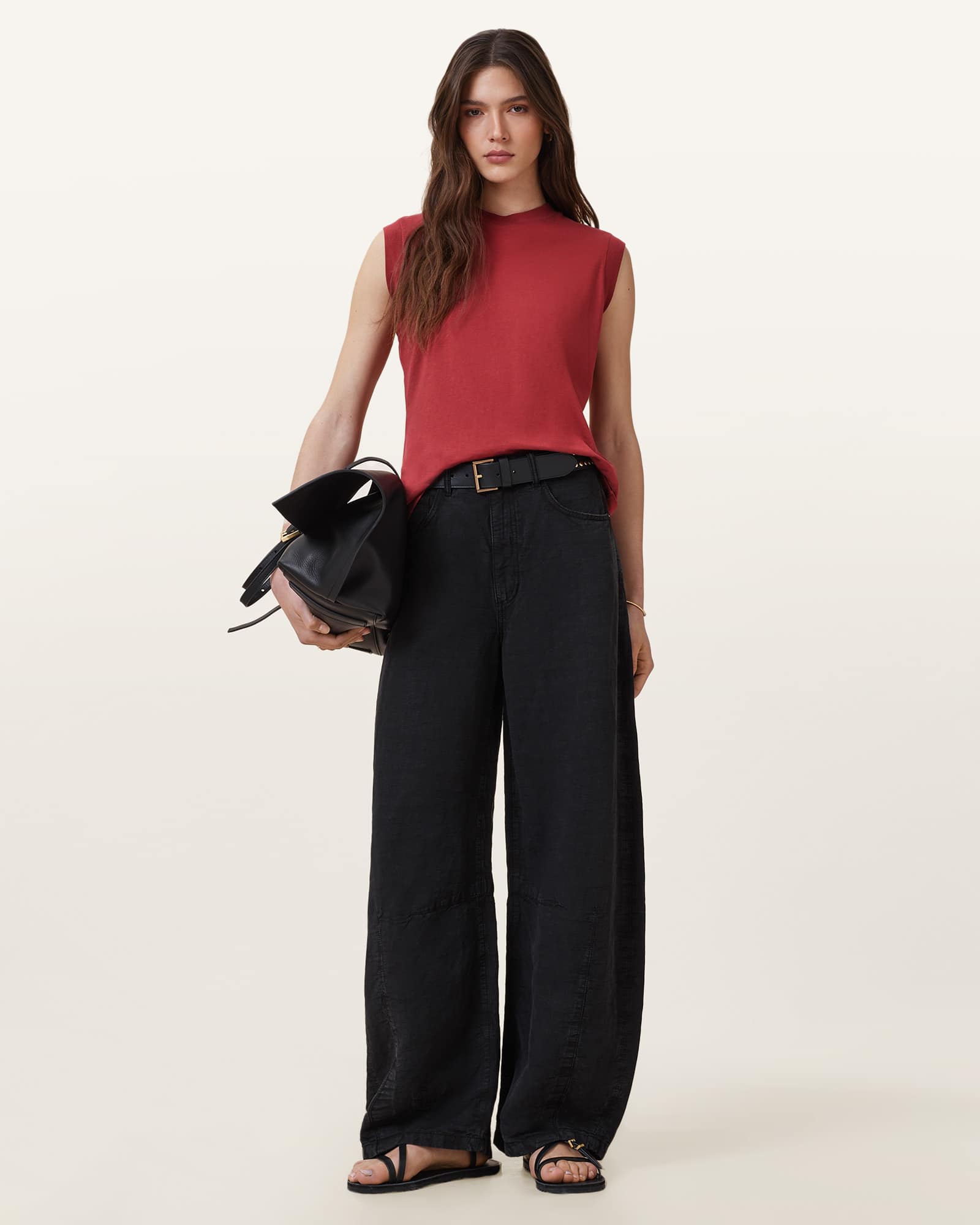 All Saints Imogen Sleeveless Tank Top Burnt Brick Red