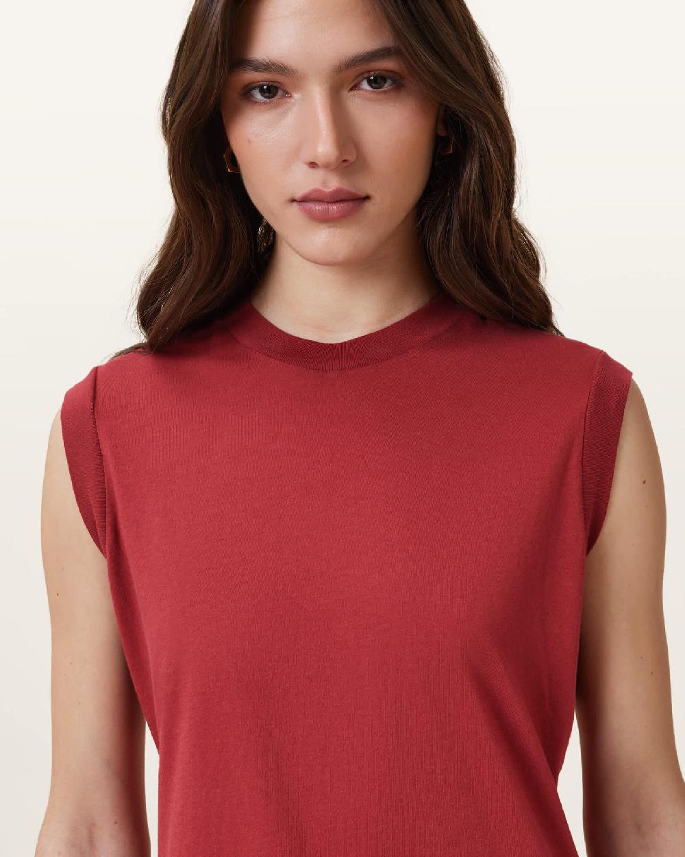 All Saints Imogen Sleeveless Tank Top Burnt Brick Red