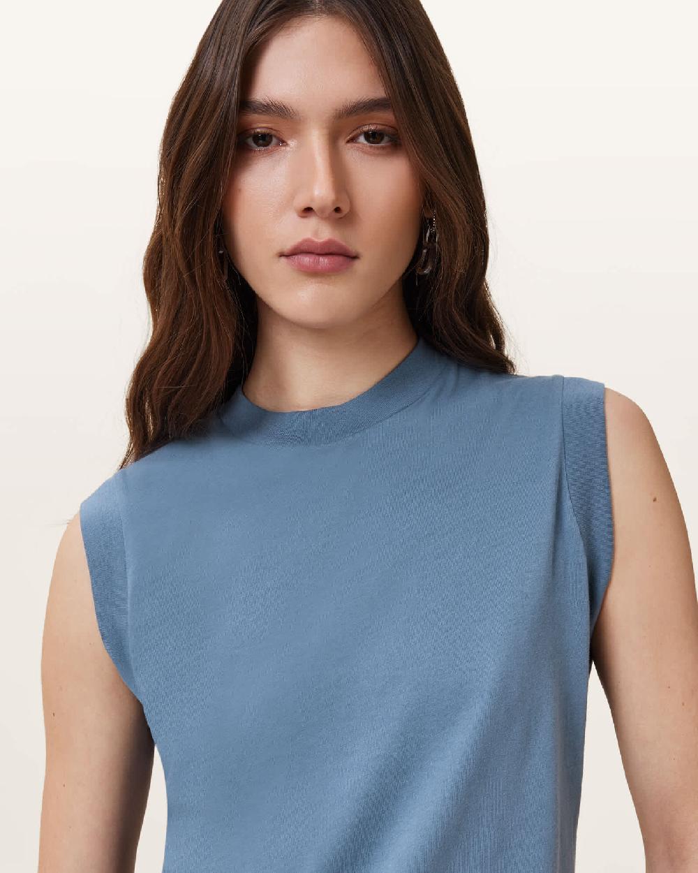 All Saints Imogen Sleeveless Tank Top Flint Stone Blue
