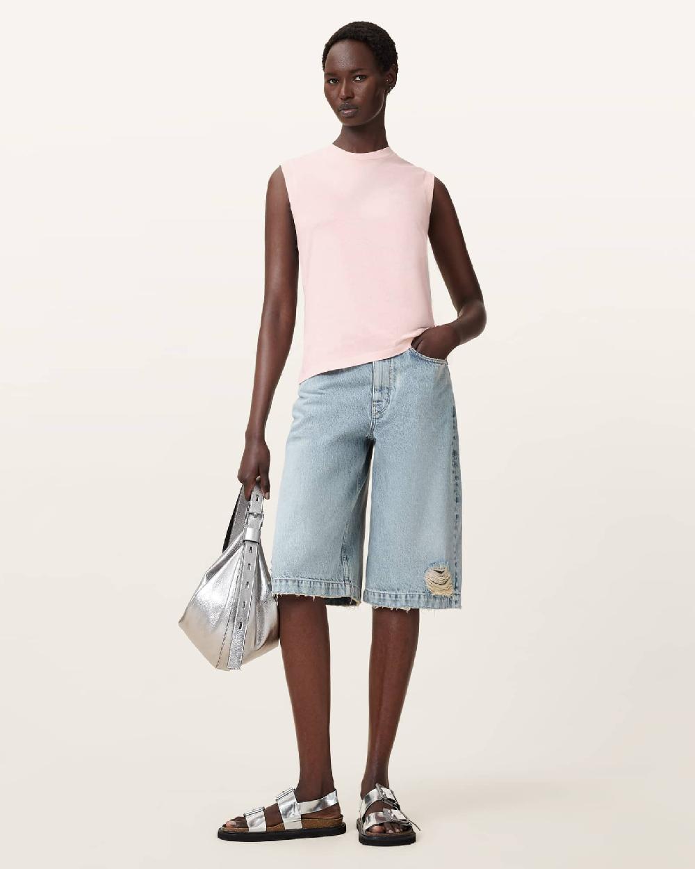 All Saints Imogen Sleeveless Tank Top Mauve Chalk Pink