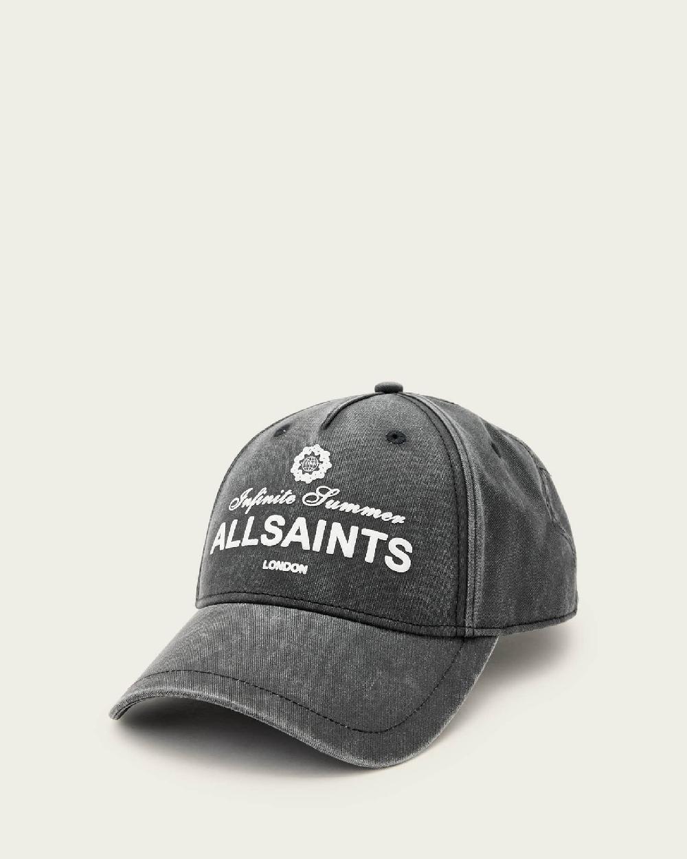 All Saints Infinite Summer Print Baseball Cap Washed Black