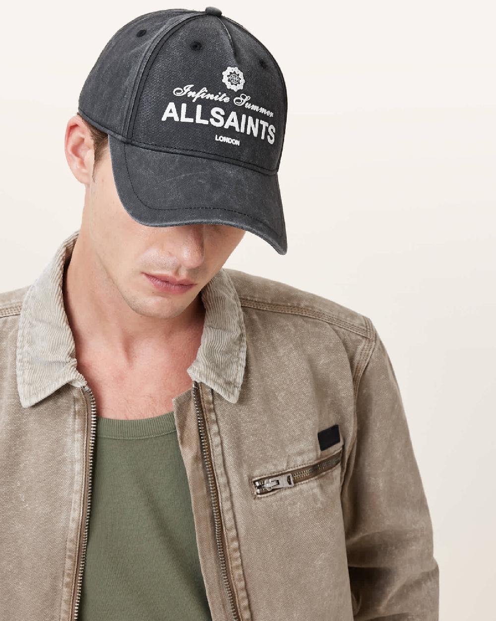 All Saints Infinite Summer Print Baseball Cap Washed Black