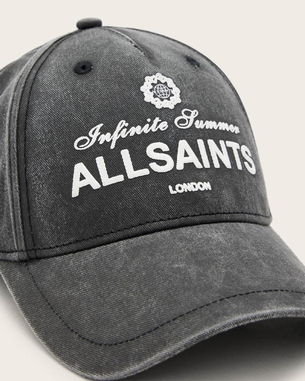 All Saints Infinite Summer Print Baseball Cap Washed Black