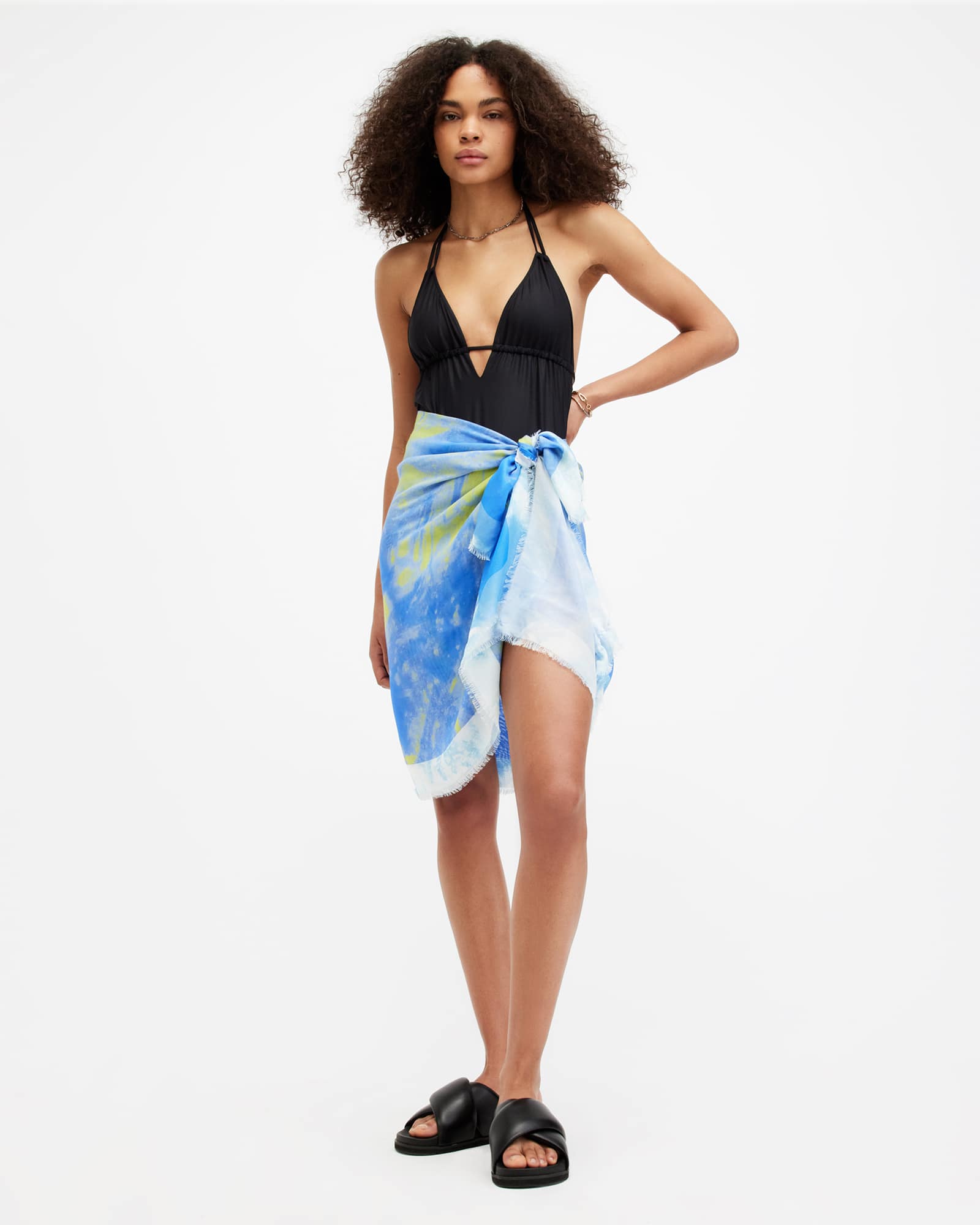 All Saints Inspiral Large Square Scarf Electric Blue