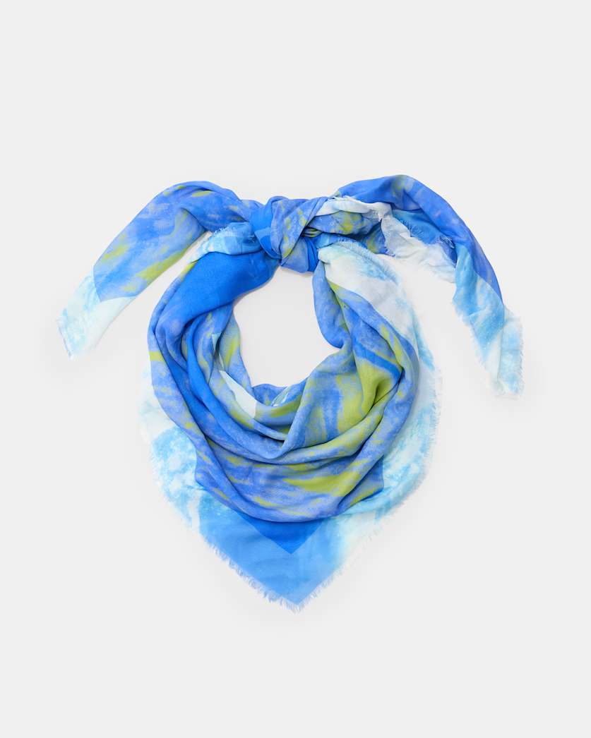 all saints Inspiral Large Square Scarf Electric Blue