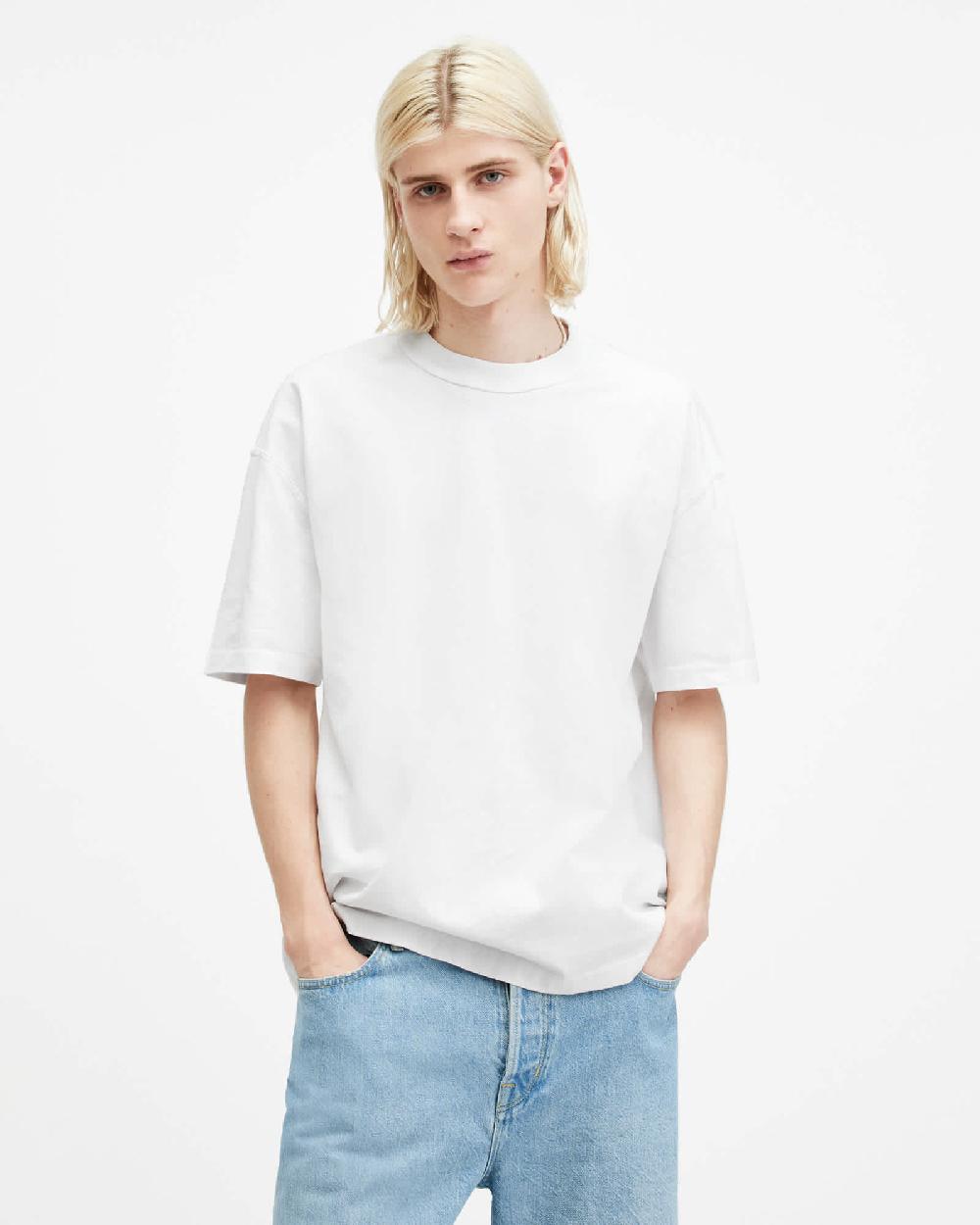 All Saints Isac Oversized Crew Neck T-Shirt Optic White