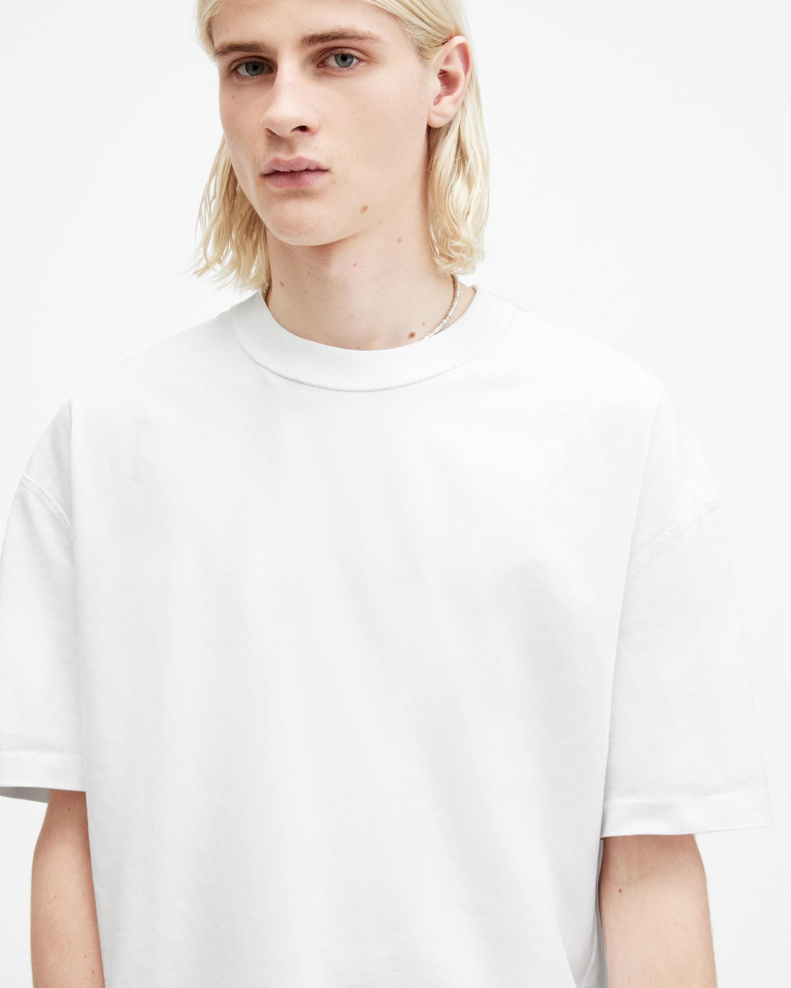 All Saints Isac Oversized Crew Neck T-Shirt Optic White