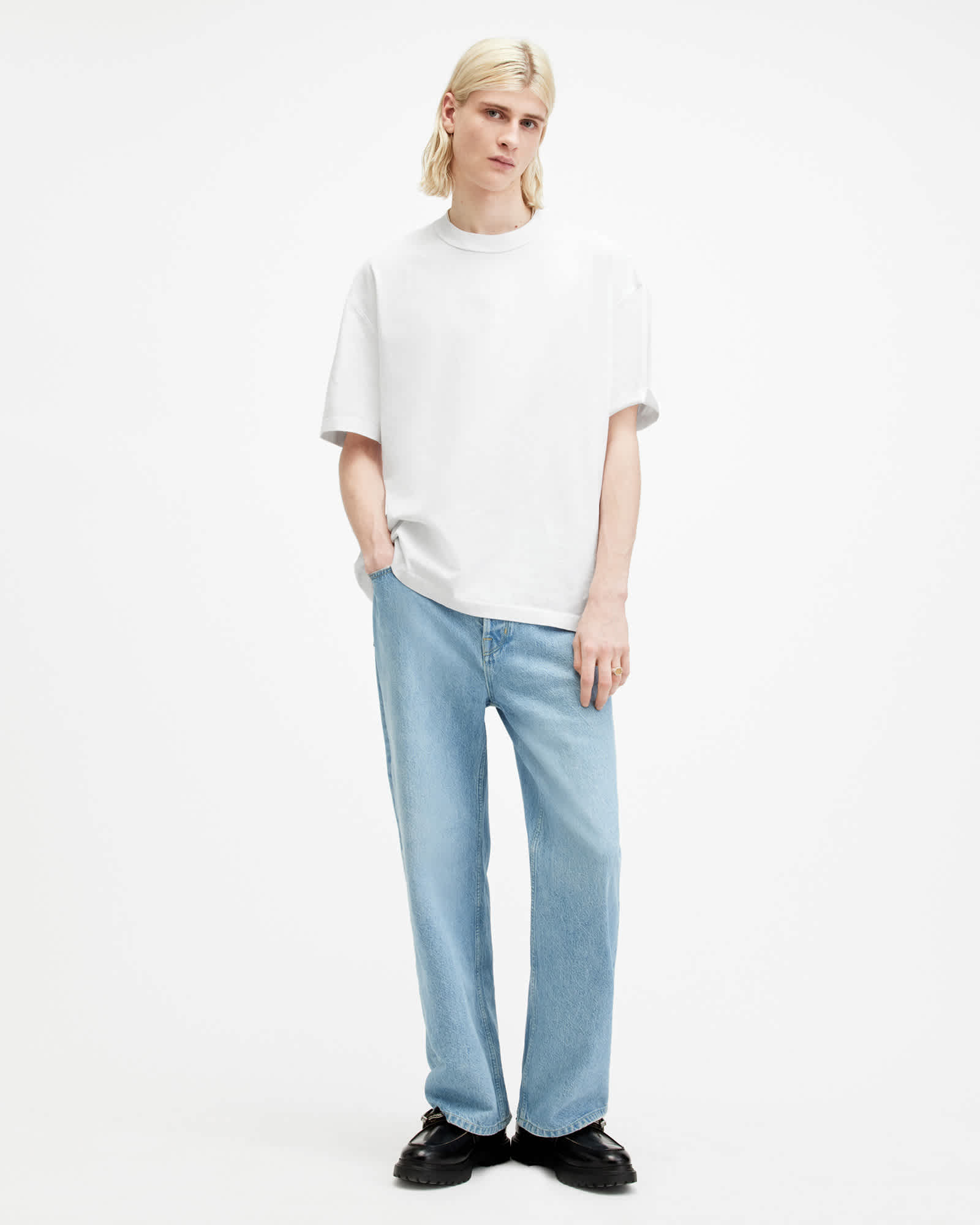 All Saints Isac Oversized Crew Neck T-Shirt Optic White