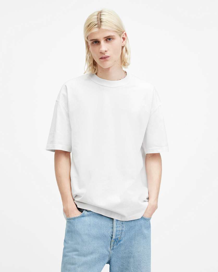 all saints Isac Oversized Crew Neck T-Shirt Optic White