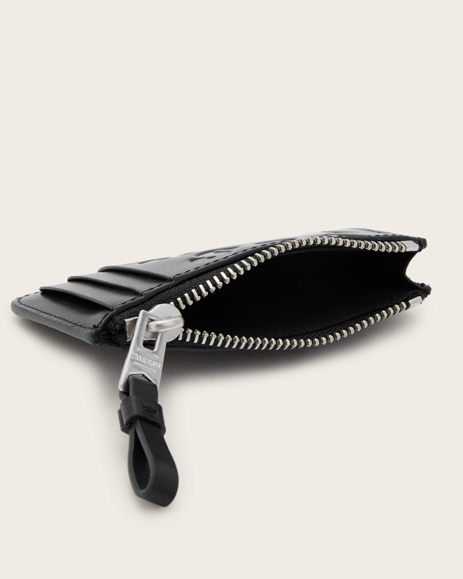 All Saints Isamu Tierra Embossed Leather Cardholder Black