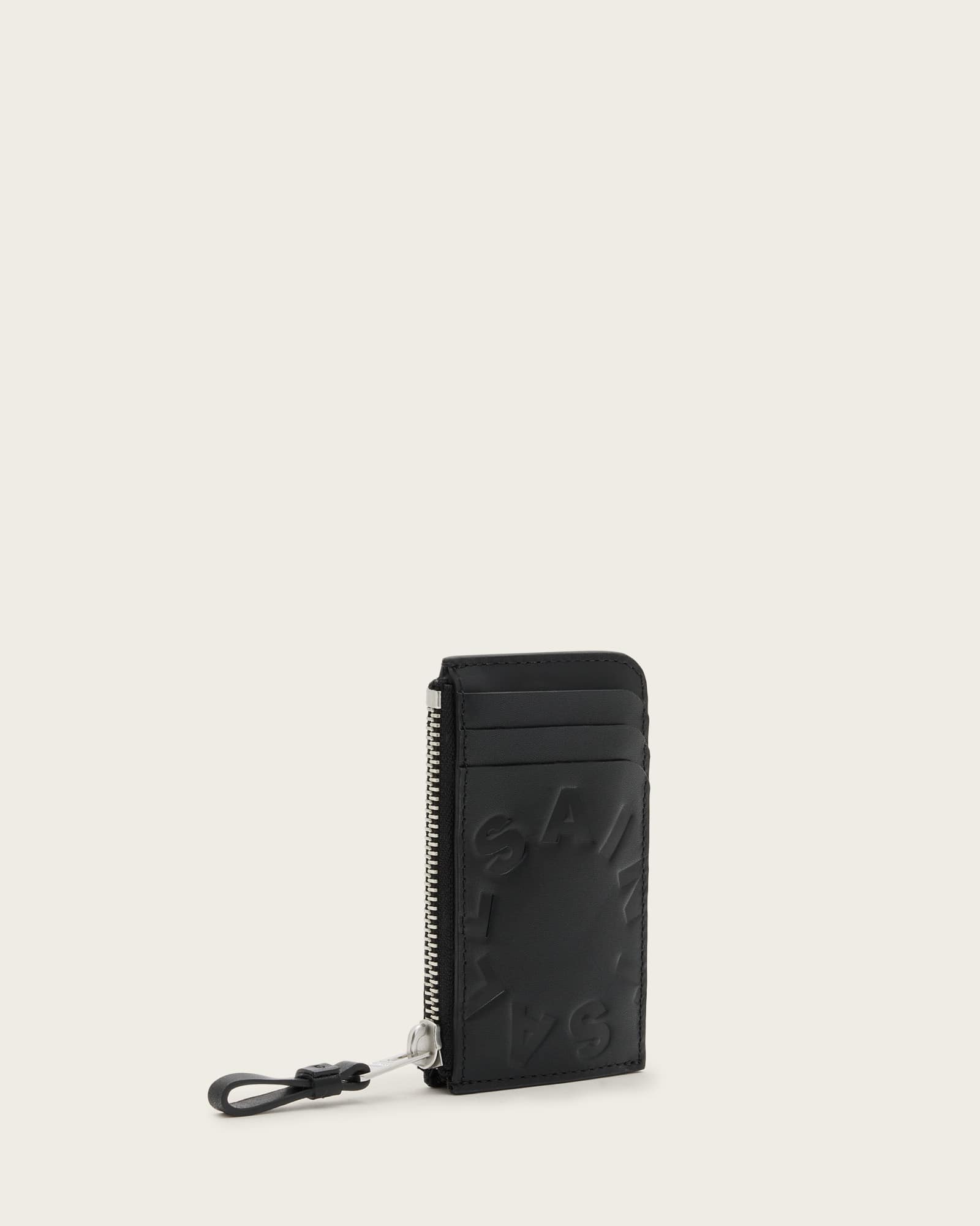 All Saints Isamu Tierra Embossed Leather Cardholder Black
