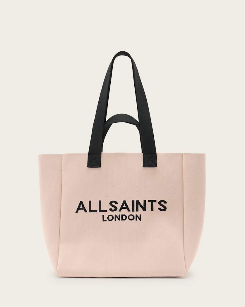 all saints Izzy Large Logo Knitted Tote Bag Rose Dust Pink