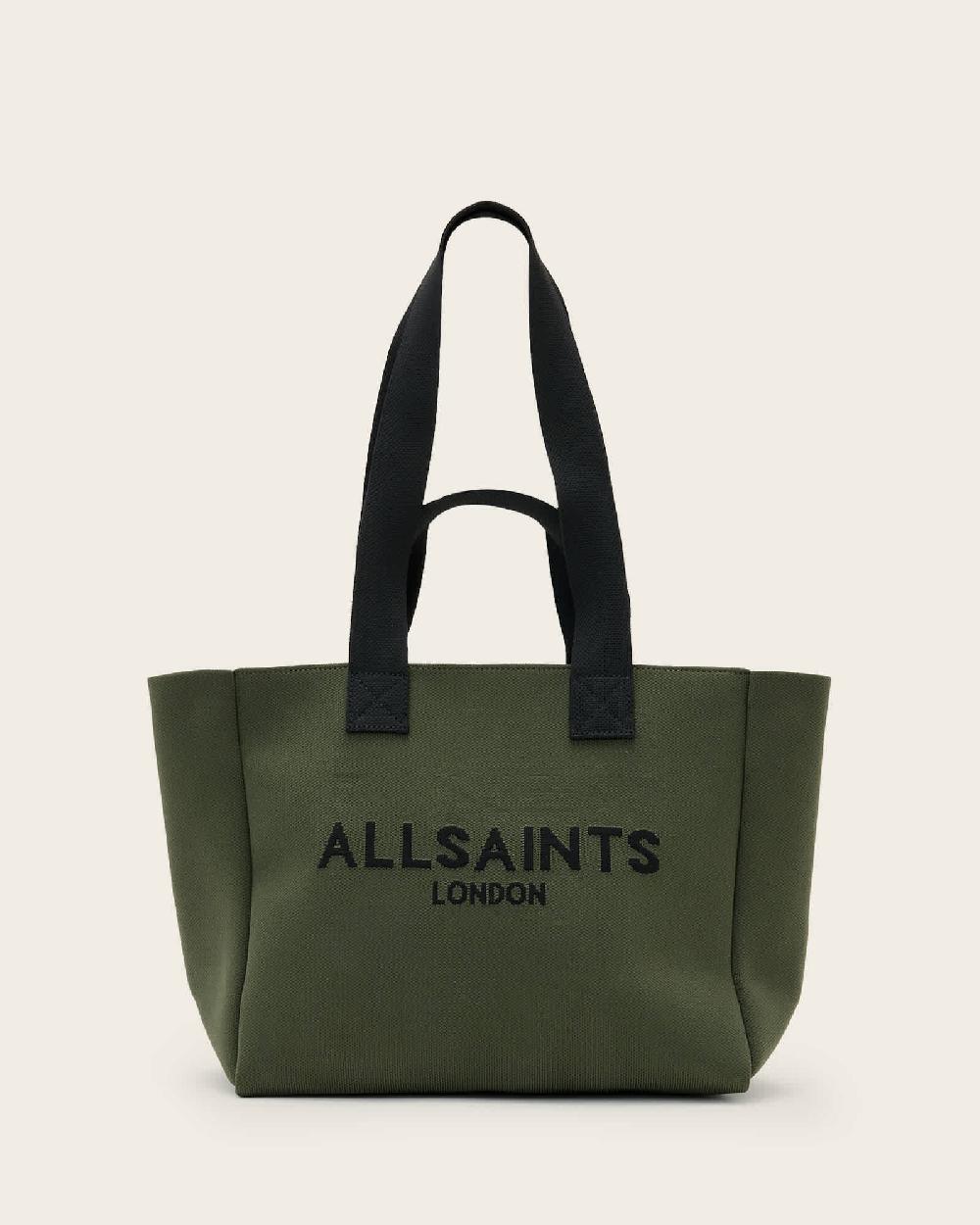 All Saints Izzy Logo Print Medium Tote Bag Olive Green
