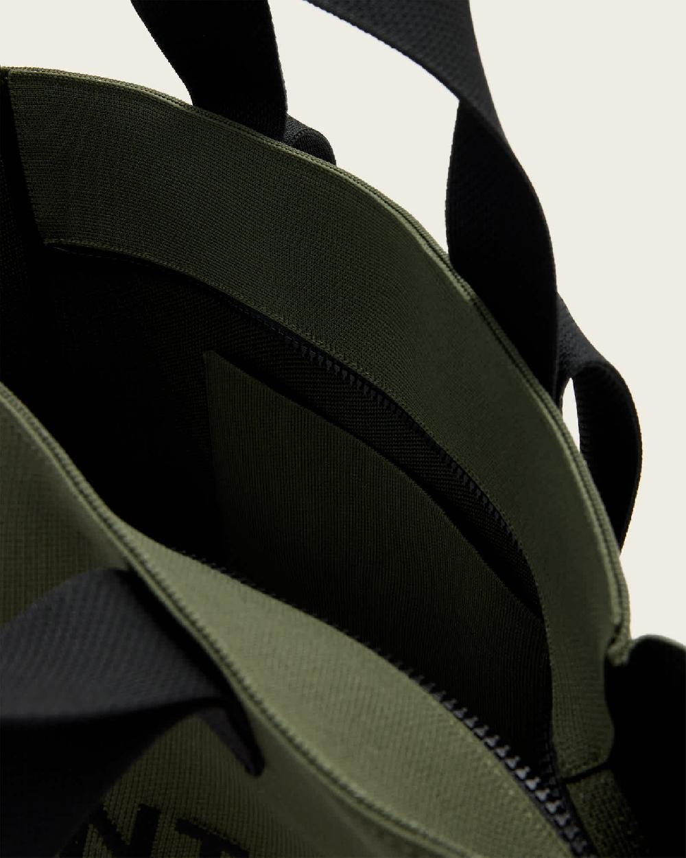 All Saints Izzy Logo Print Medium Tote Bag Olive Green