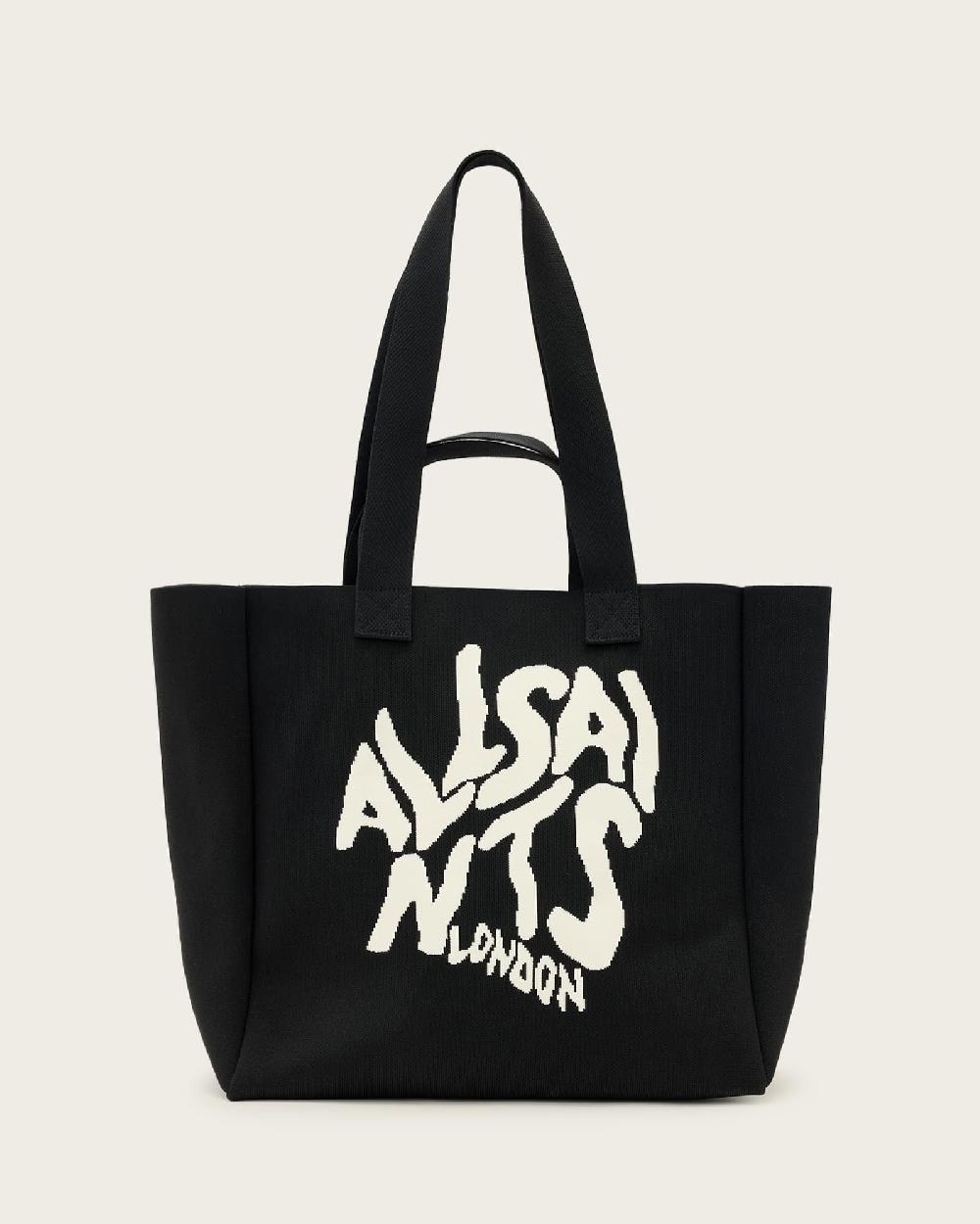 All Saints Izzy Orlando Logo Knitted Tote Bag Black