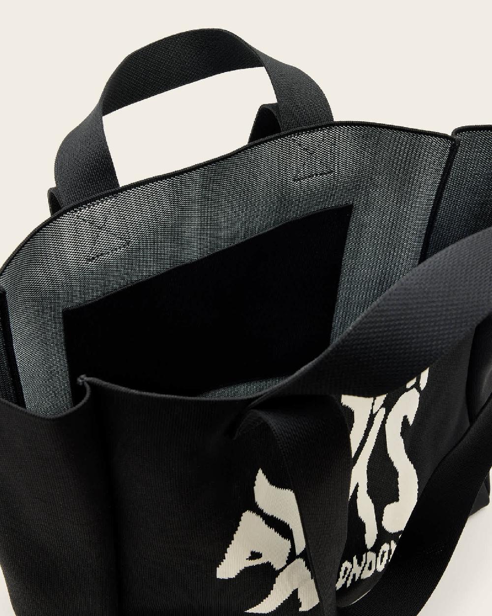 All Saints Izzy Orlando Logo Knitted Tote Bag Black