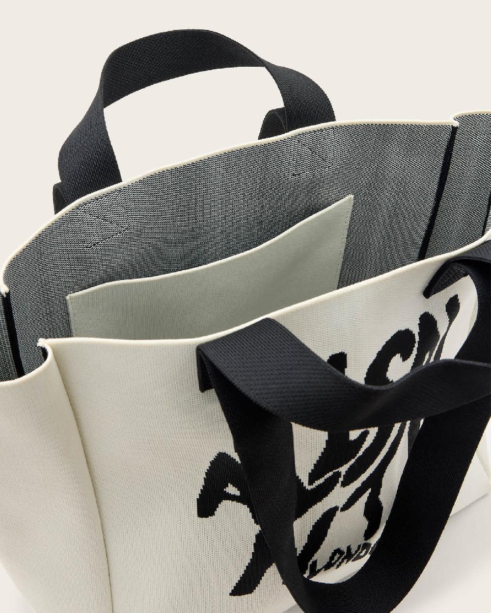 All Saints Izzy Orlando Logo Knitted Tote Bag White