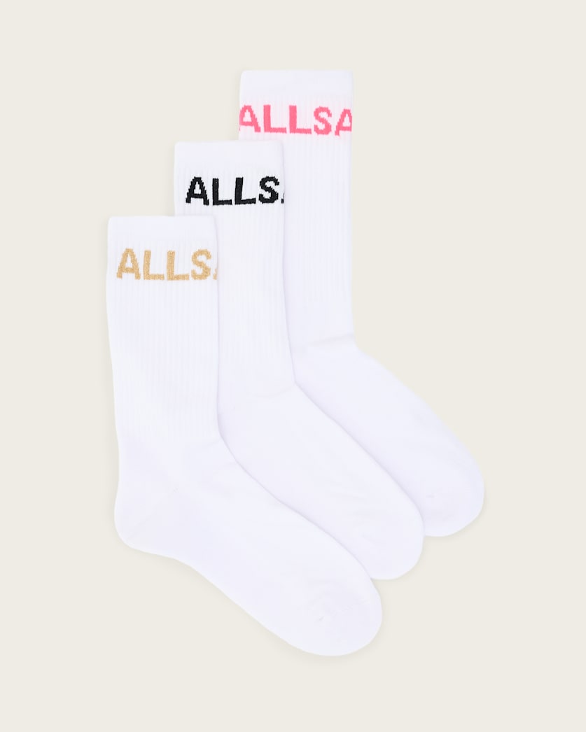 all saints Jae Logo Socks White Multi Pack White Multi