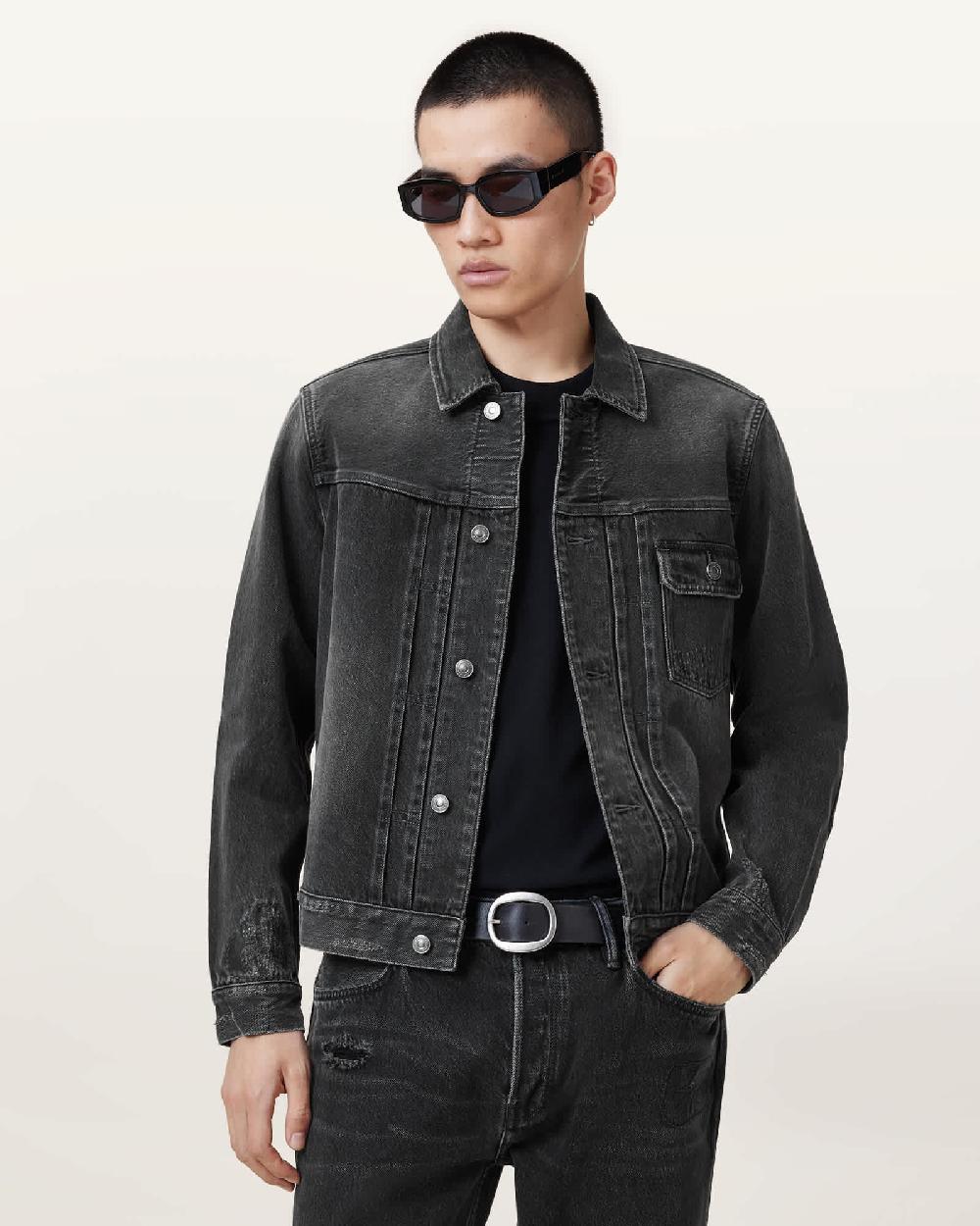 All Saints Jagger Slim Fit Denim Jacket Washed Black
