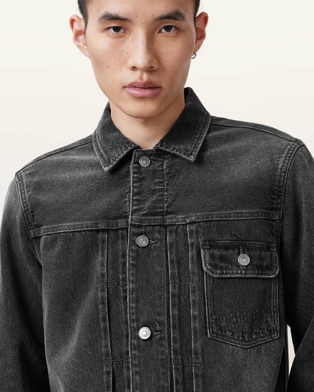All Saints Jagger Slim Fit Denim Jacket Washed Black