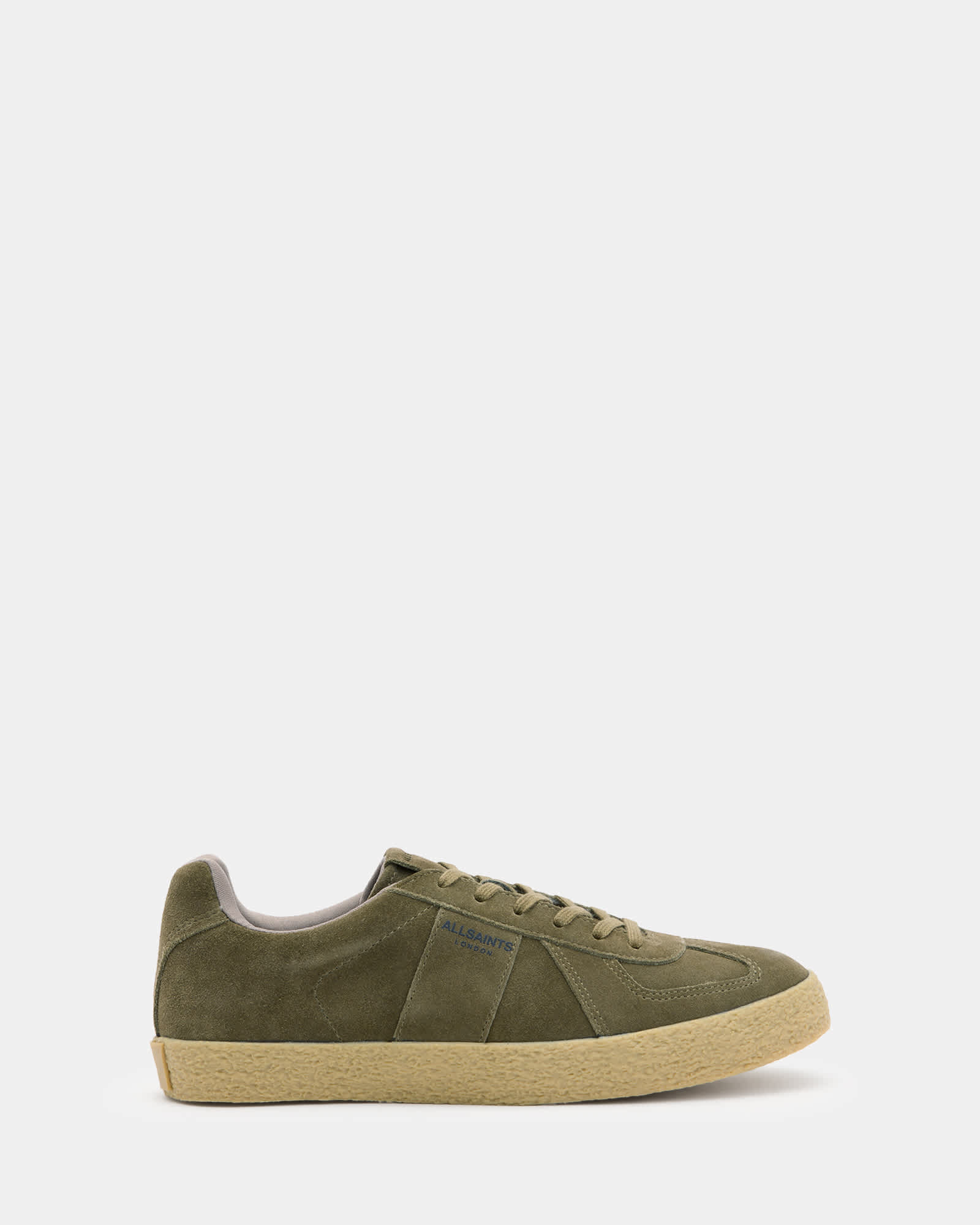 All Saints Jaimee Low Top Suede Sneakers Khaki Green