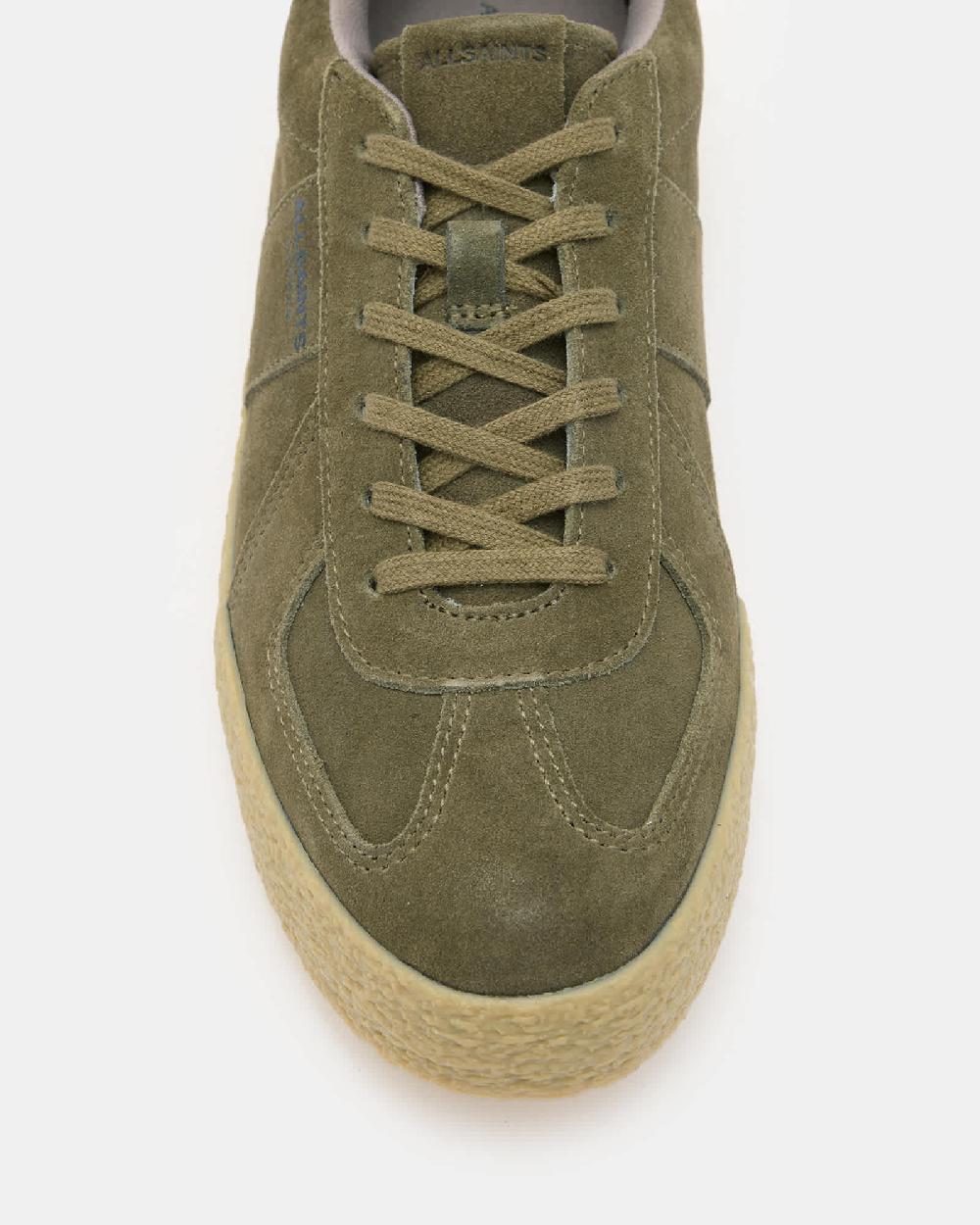All Saints Jaimee Low Top Suede Sneakers Khaki Green