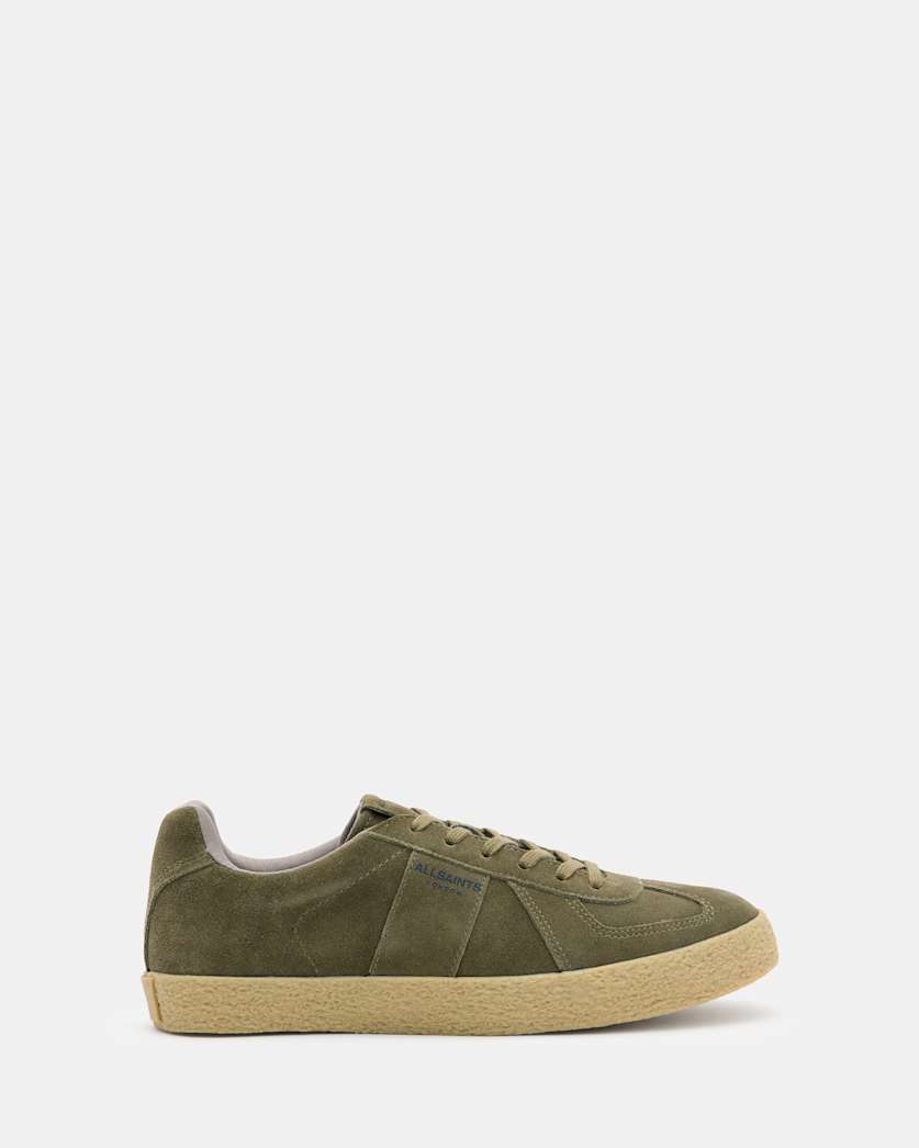 all saints Jaimee Low Top Suede Sneakers Khaki Green