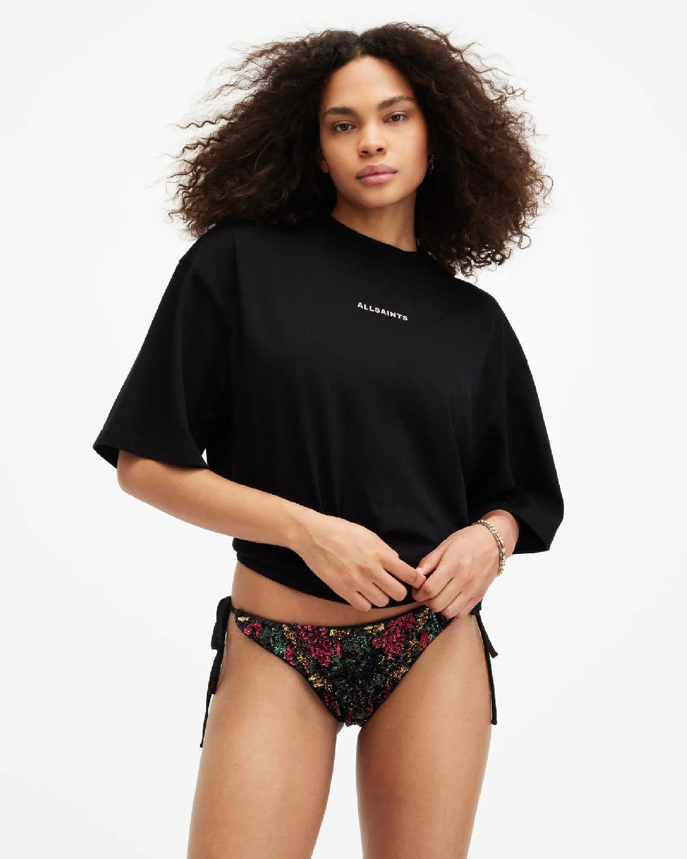 All Saints Jamilia Embellished Bikini Bottoms Black