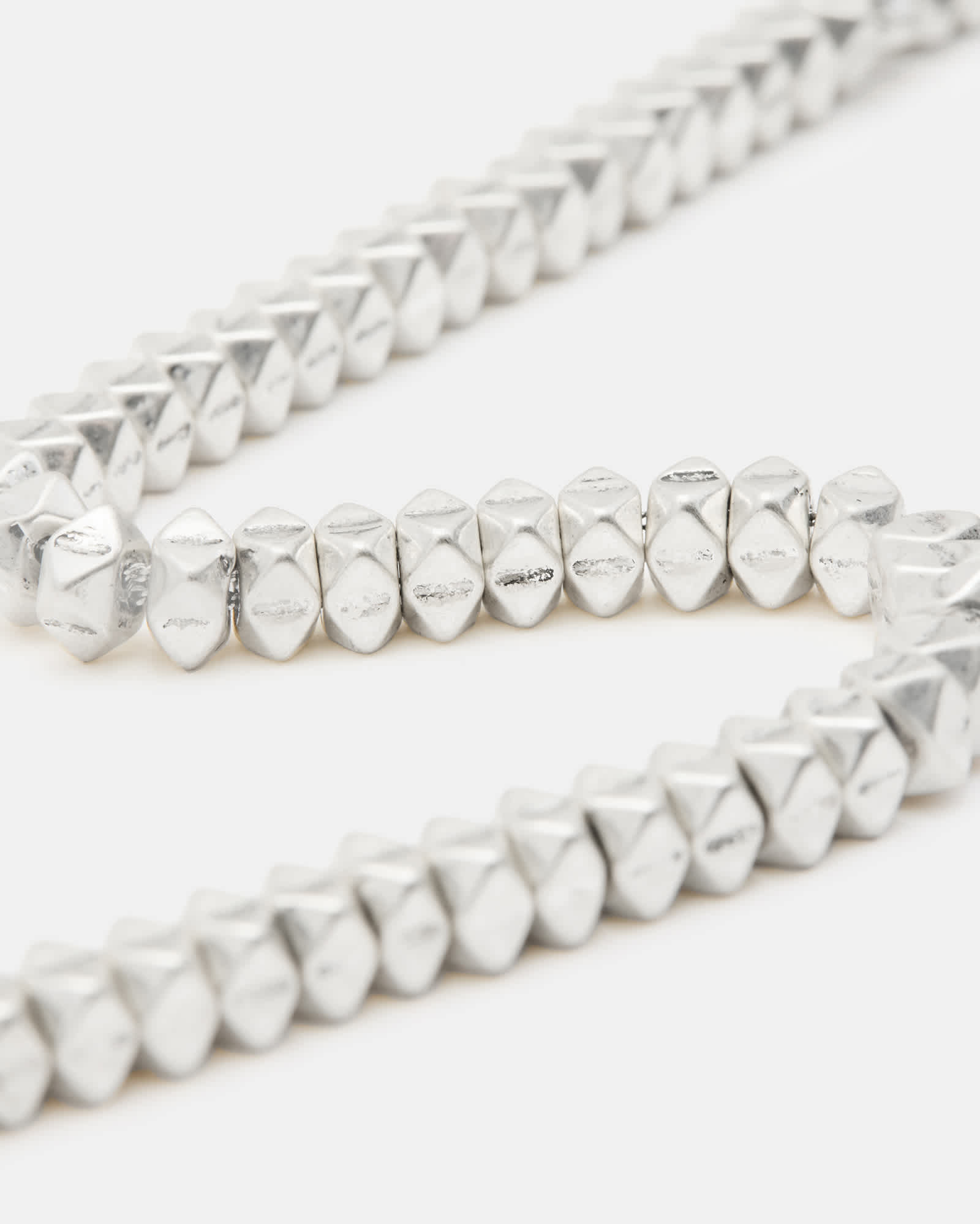 All Saints Jaya Pyramid Studded Necklace Warm Silver