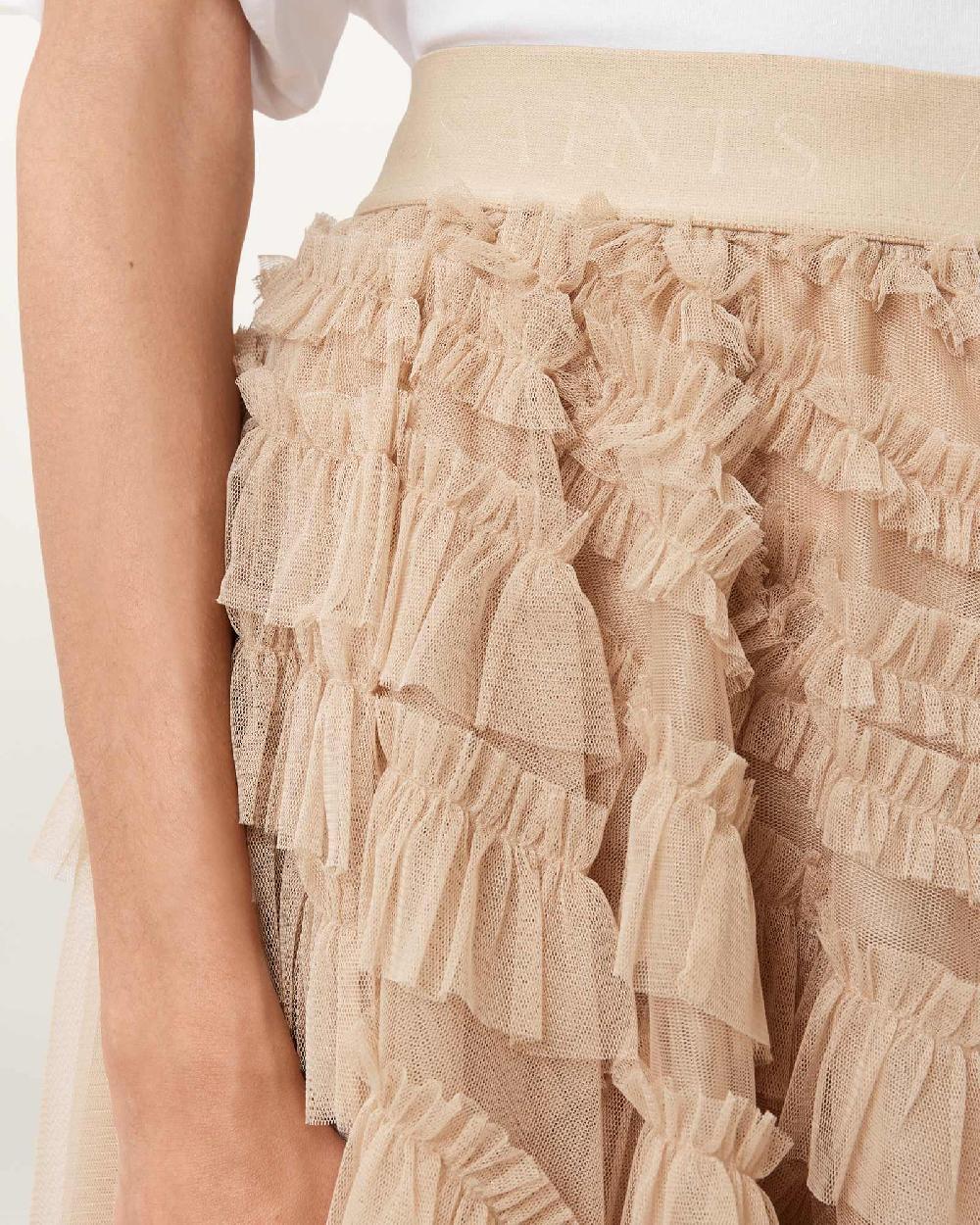 All Saints Jayde Ruffled Tulle Mini Skirt Blush Pink