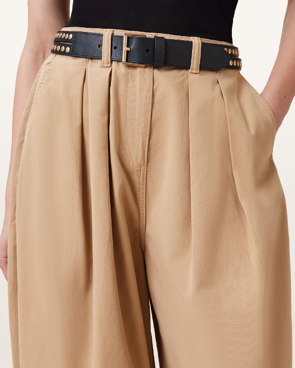 All Saints Jessica Studded Leather Belt BLACK/WARM BRASS