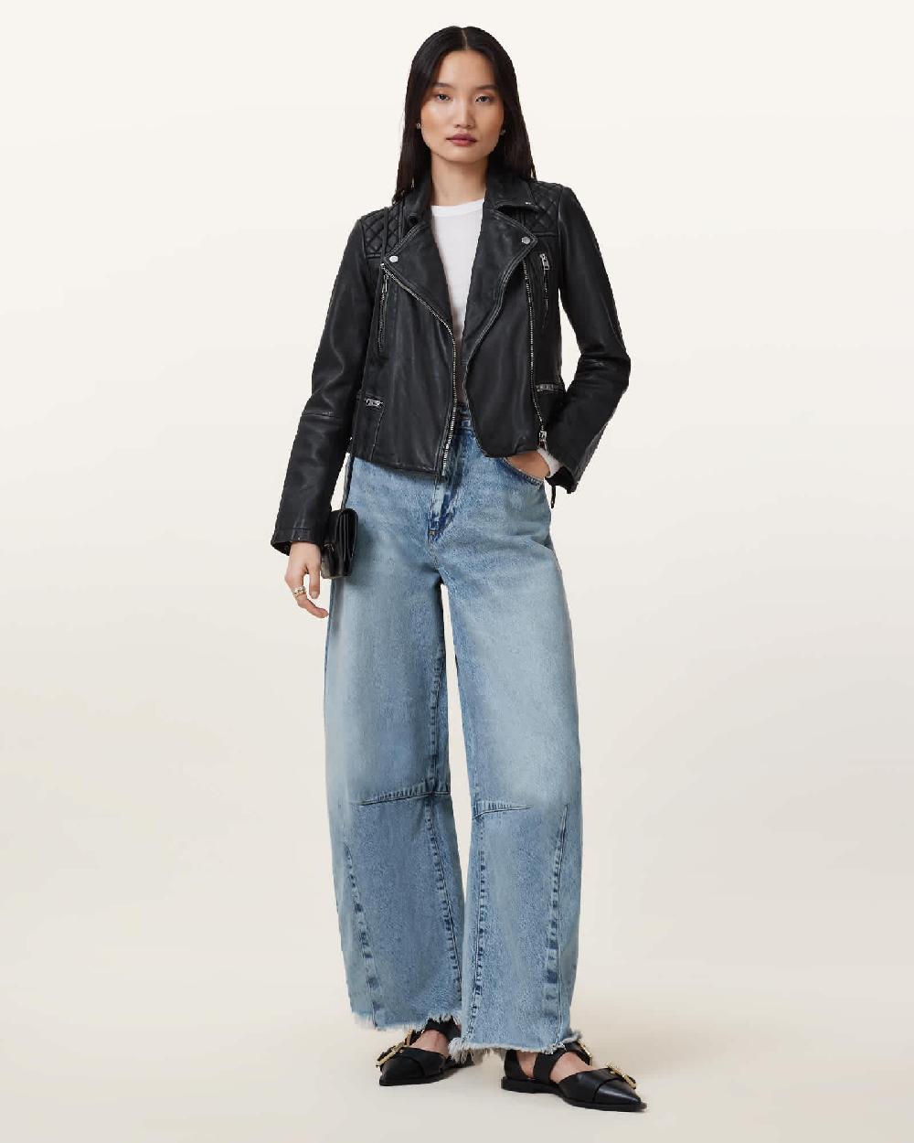 All Saints Jett Barrel Leg Denim Jeans Light Indigo