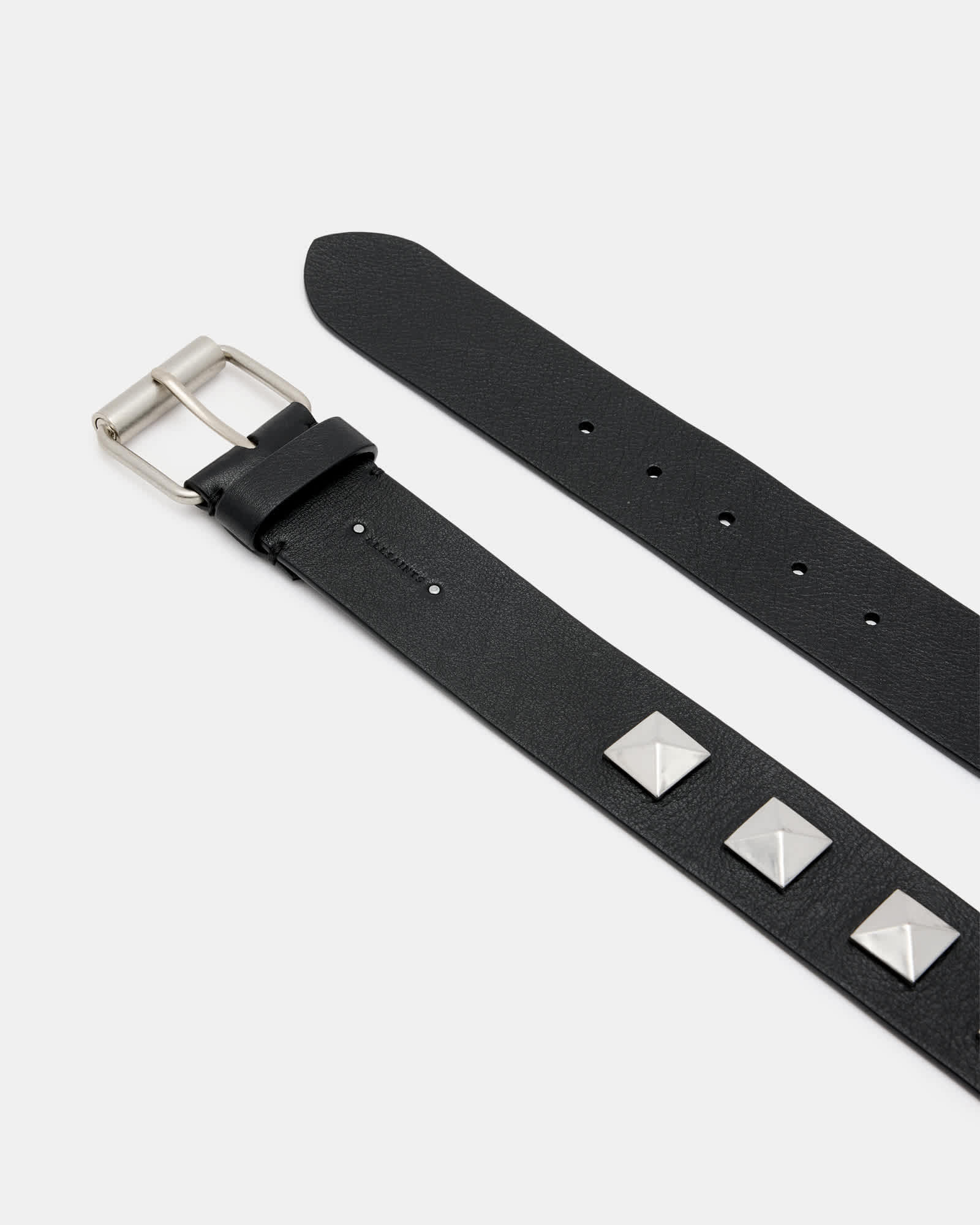 All Saints Joan Leather Studded Belt BLACK/ANTQ NICKEL