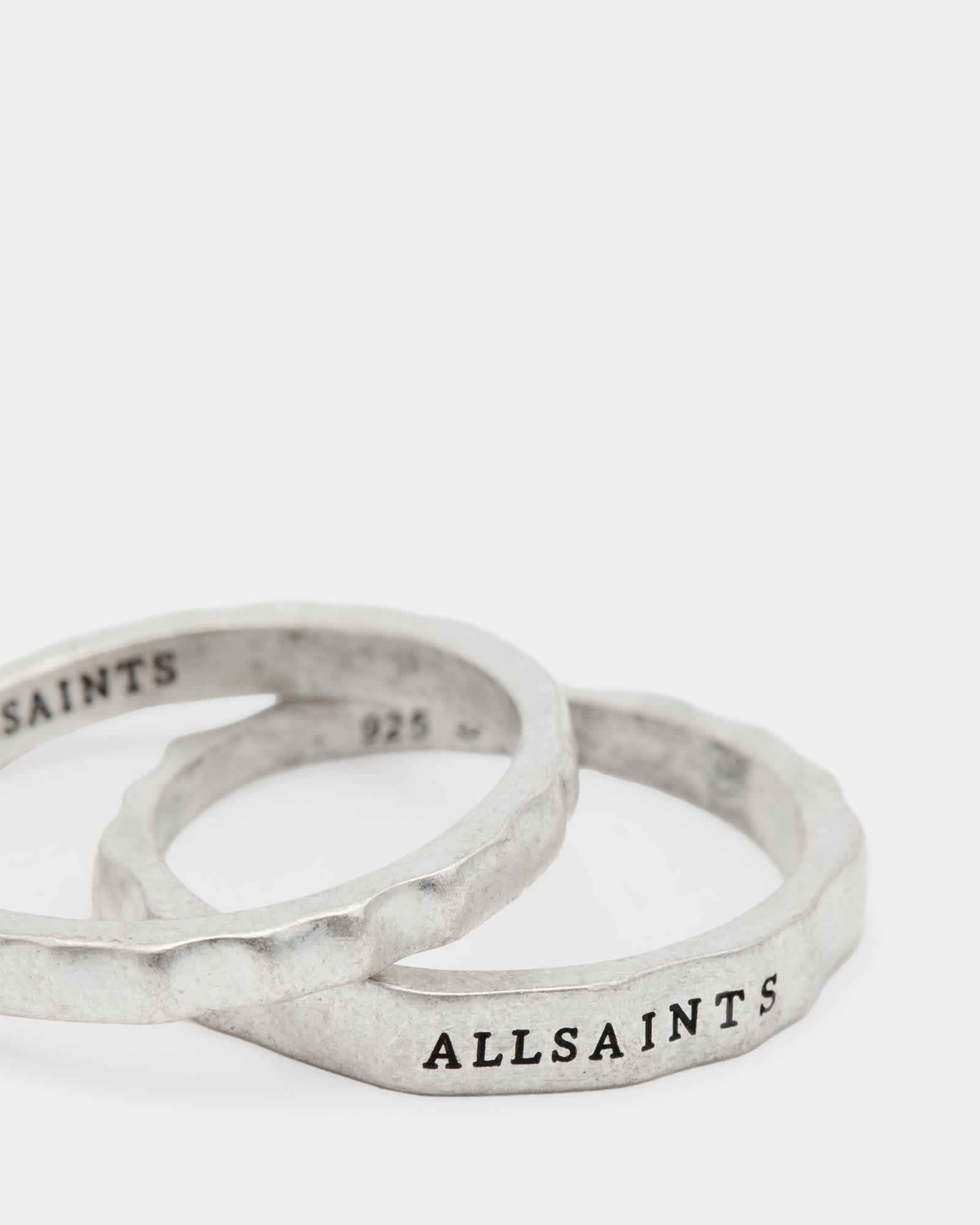 All Saints Josh Sterling Silver Ring Set Warm Silver