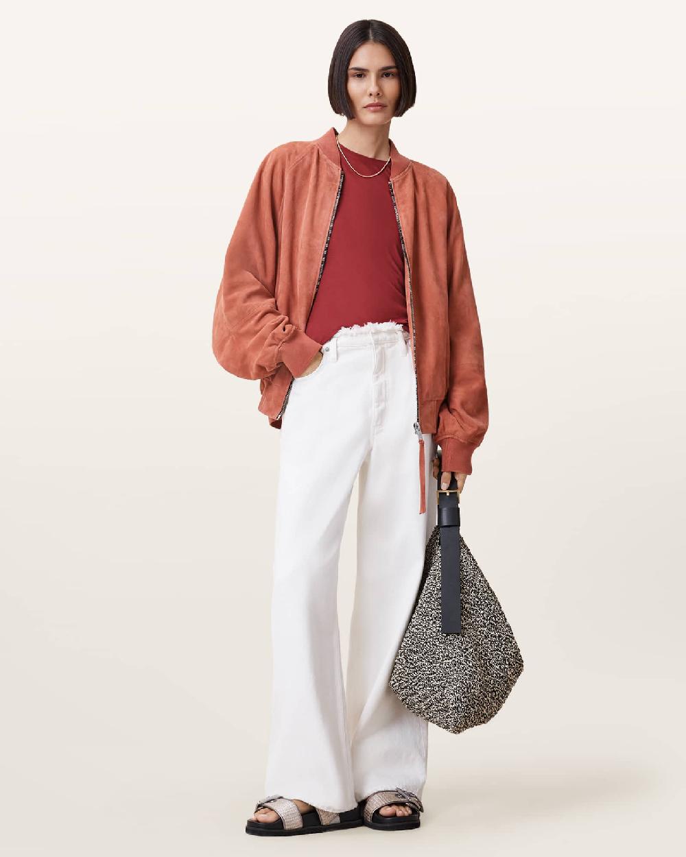 All Saints June Short Sleeve Crew Neck T-shirt Rosewood Red