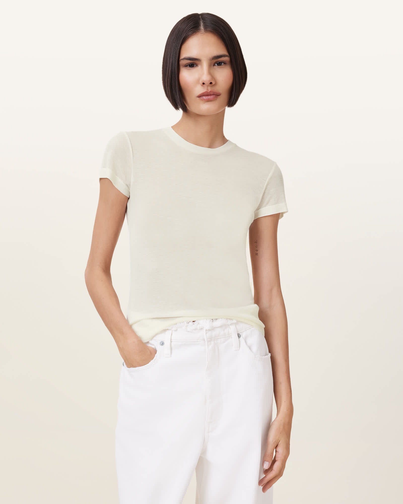 All Saints June Short Sleeve T-shirt Gardenia Cream