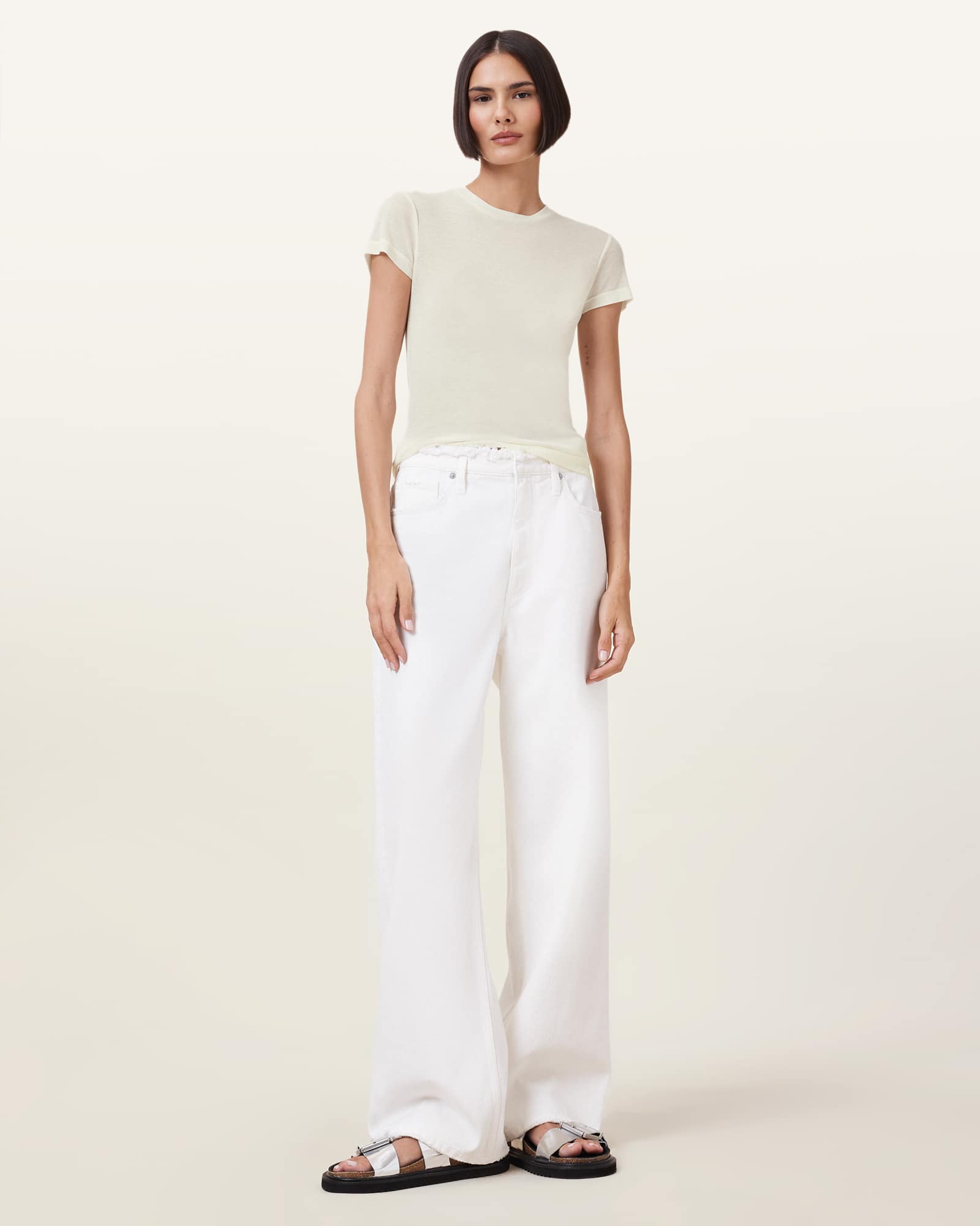 All Saints June Short Sleeve T-shirt Gardenia Cream
