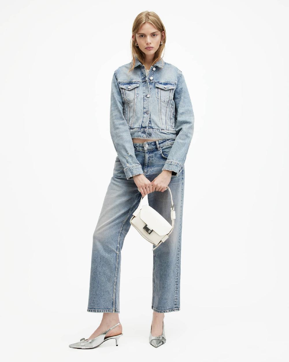 All Saints Juno Denim Trucker Jacket Vintage Indigo