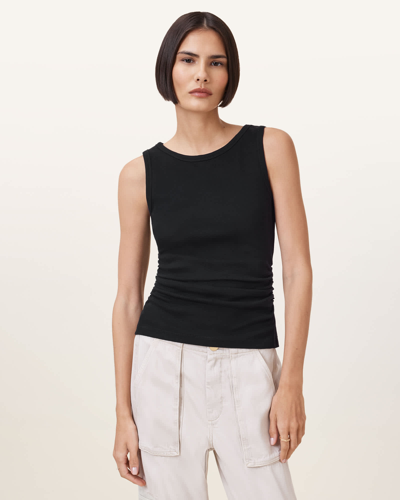 All Saints Katarina Boat Neck Slim Fit Tank Top Black