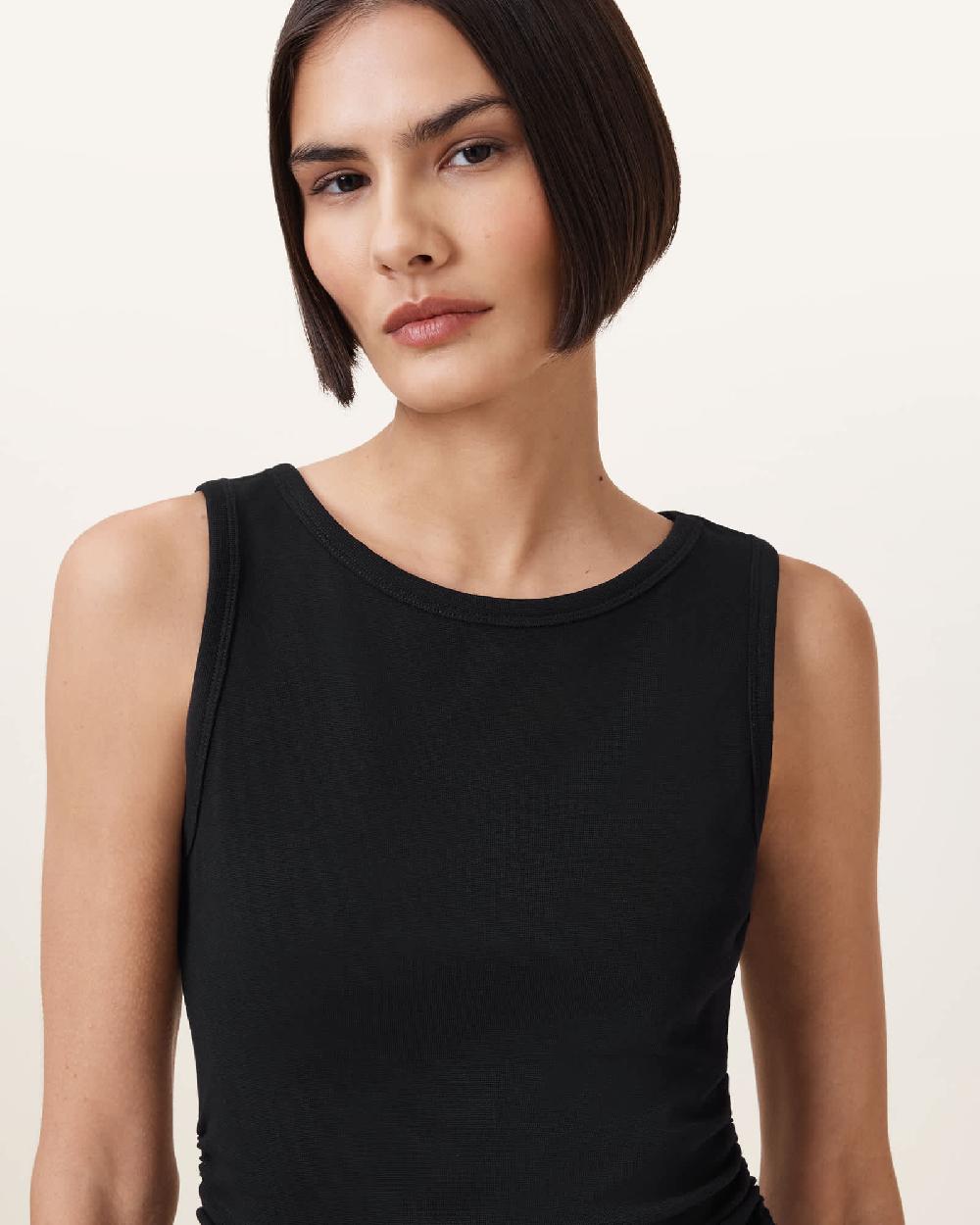 All Saints Katarina Boat Neck Slim Fit Tank Top Black